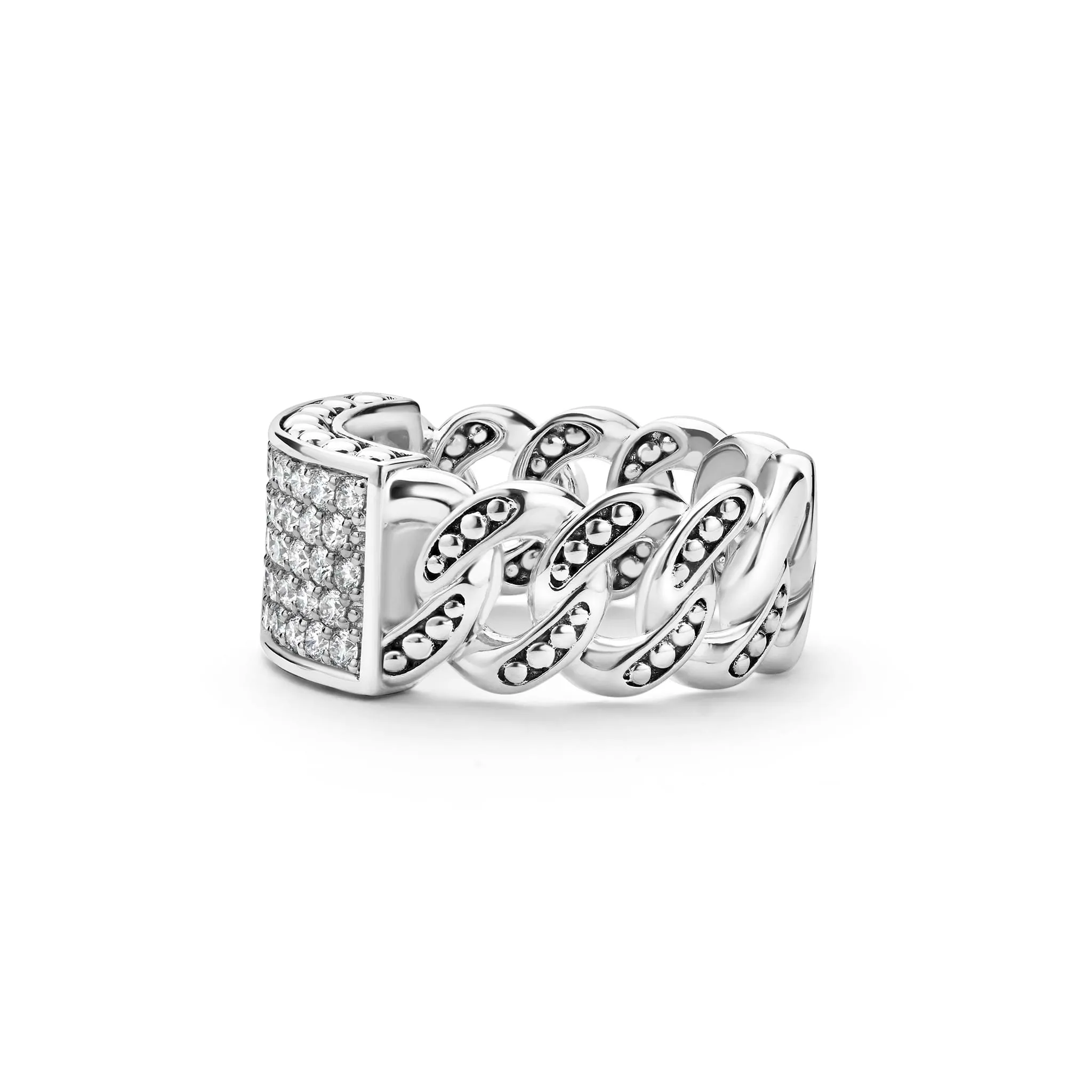 Anthem Silver Curb Link Diamond Ring sold by LAGOS product image thumbnail 3