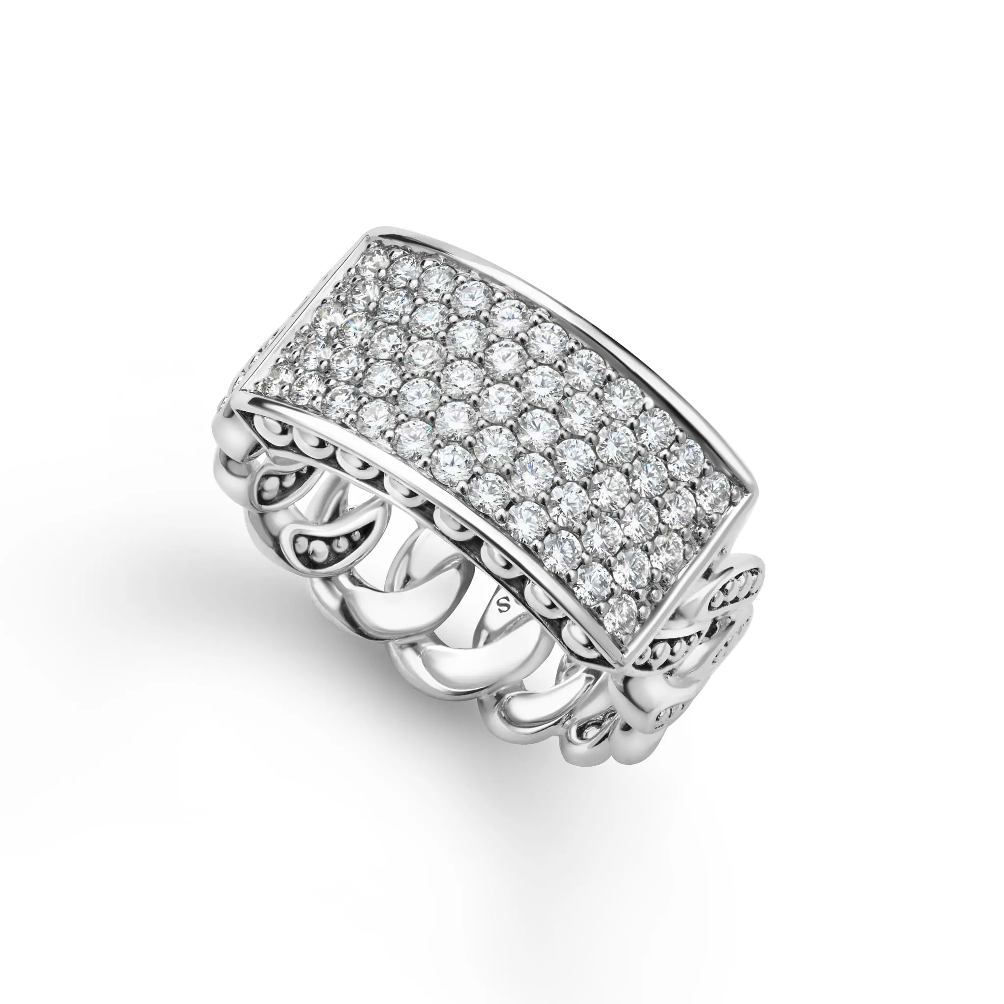 Anthem Silver Curb Link Diamond Ring sold by LAGOS