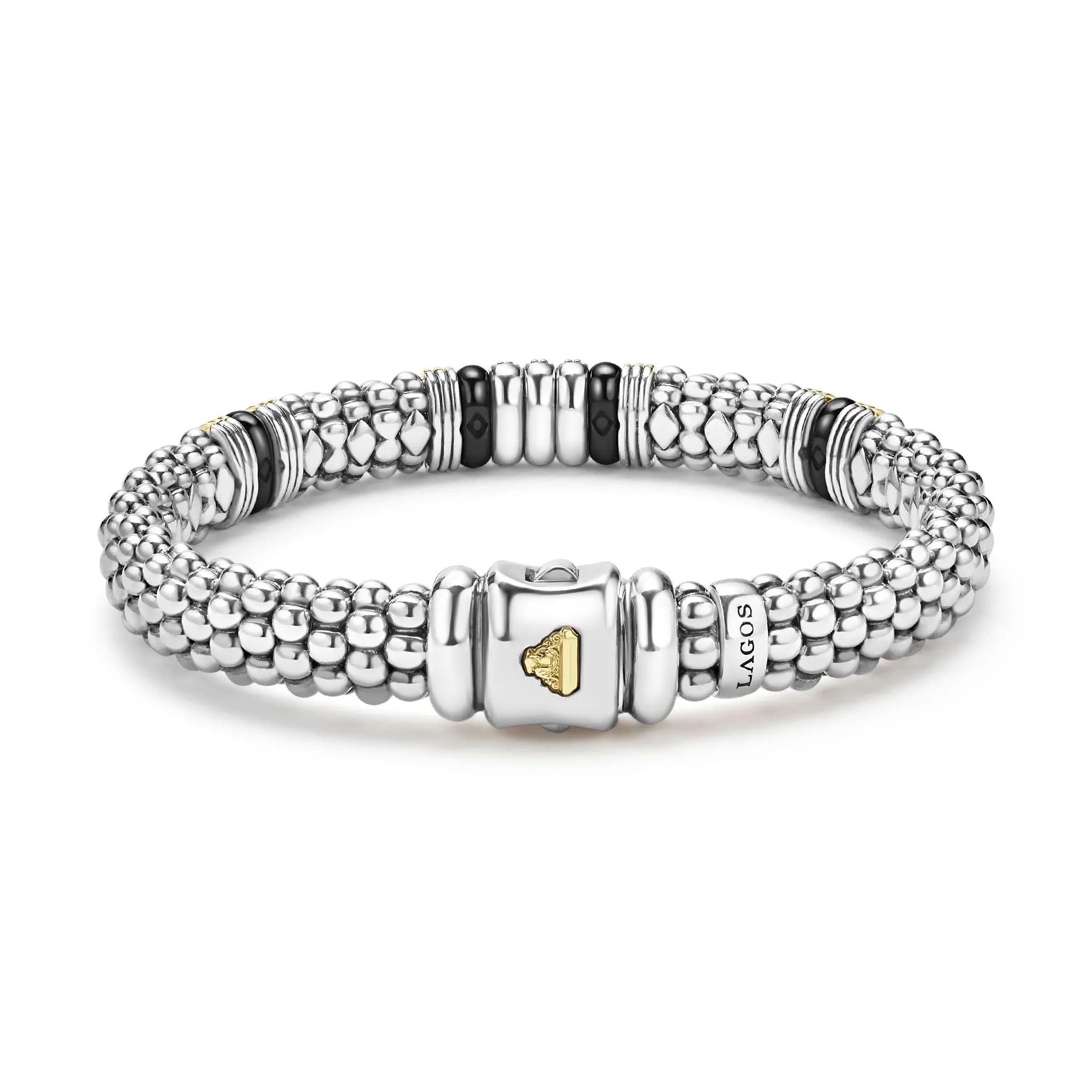 Black Caviar Two-Tone Black Ceramic Station Diamond Bracelet | 9mm sold by LAGOS product image thumbnail 4