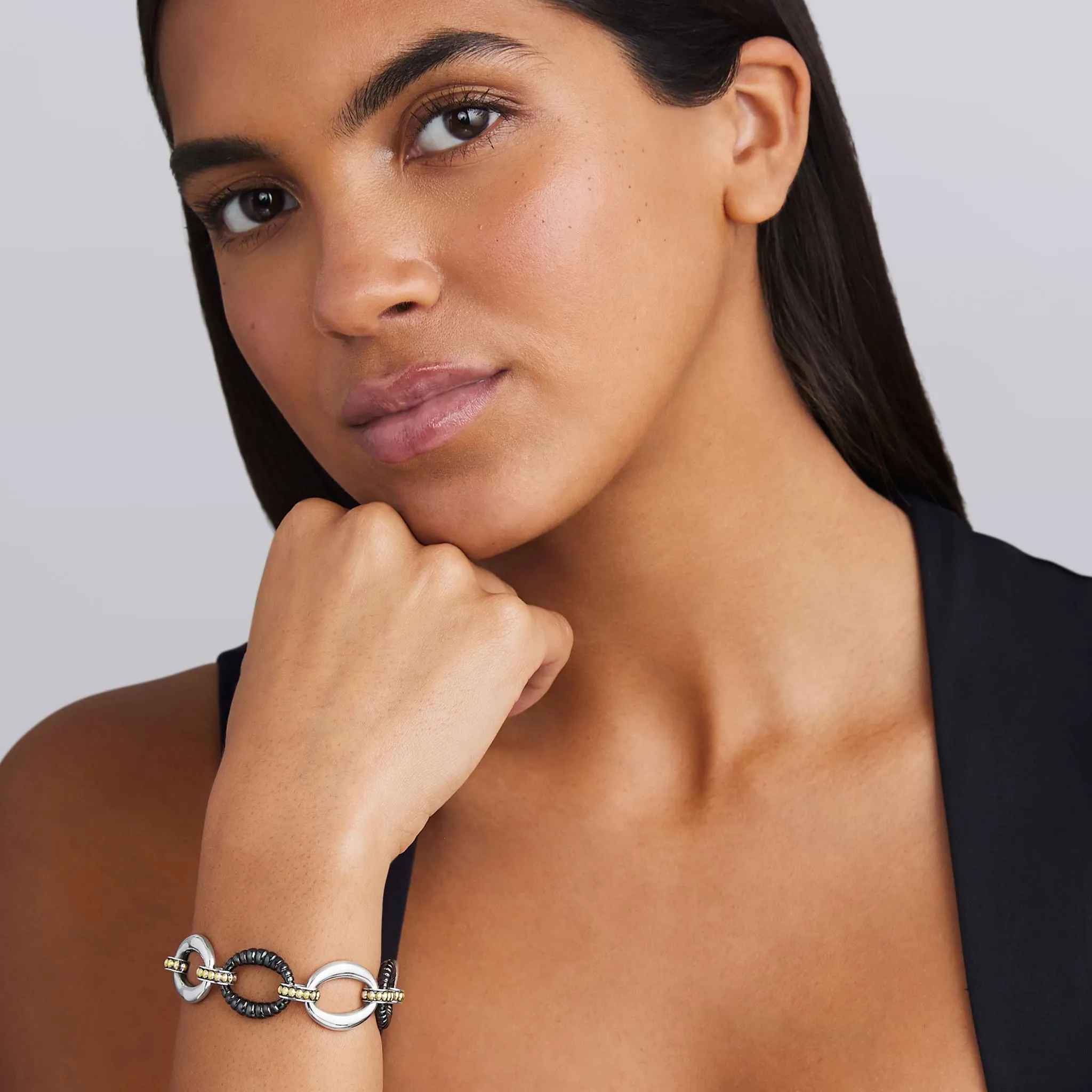 Black Caviar Two-Tone Black Ceramic Link Bracelet sold by LAGOS product image thumbnail 2