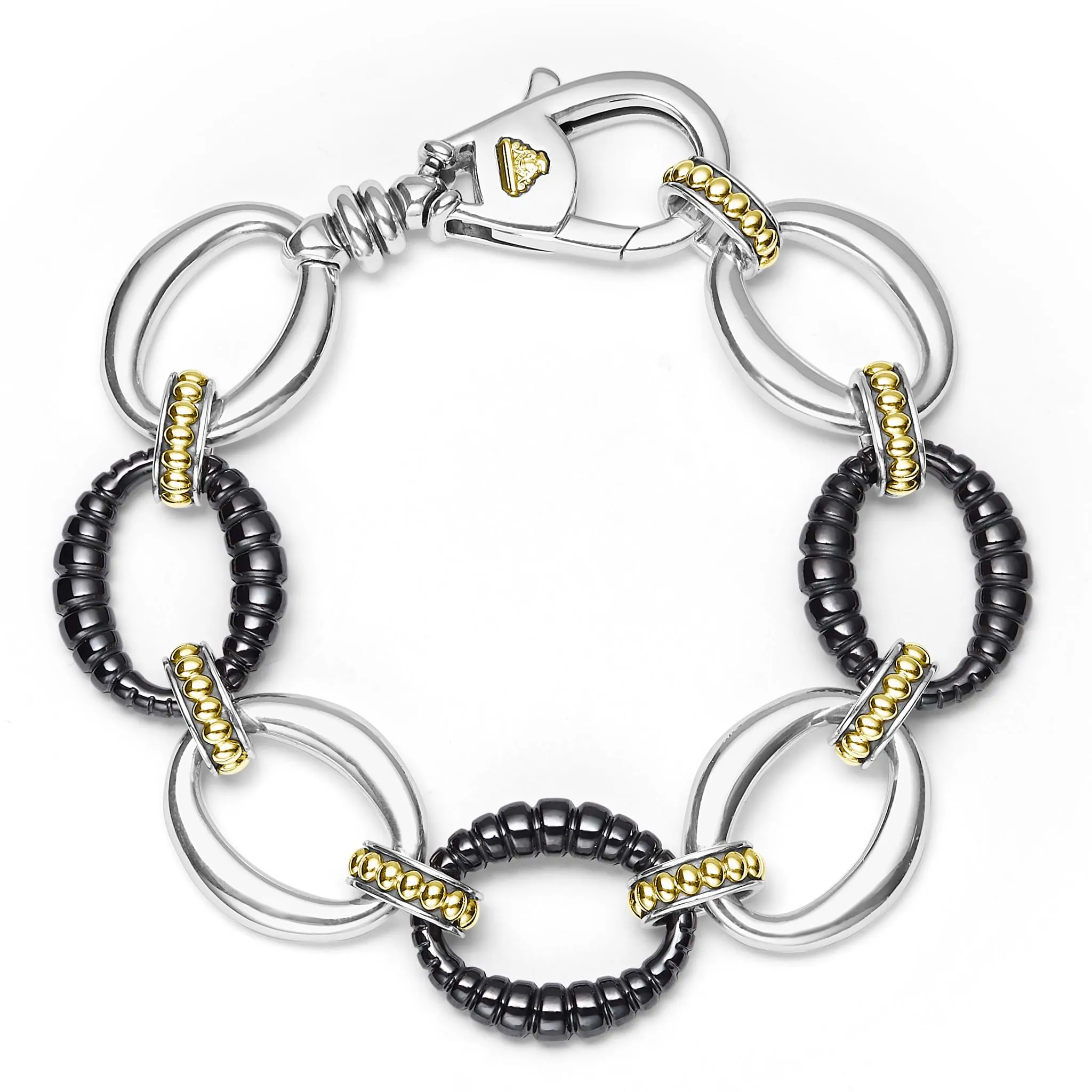 Black Caviar Two-Tone Black Ceramic Link Bracelet sold by LAGOS
