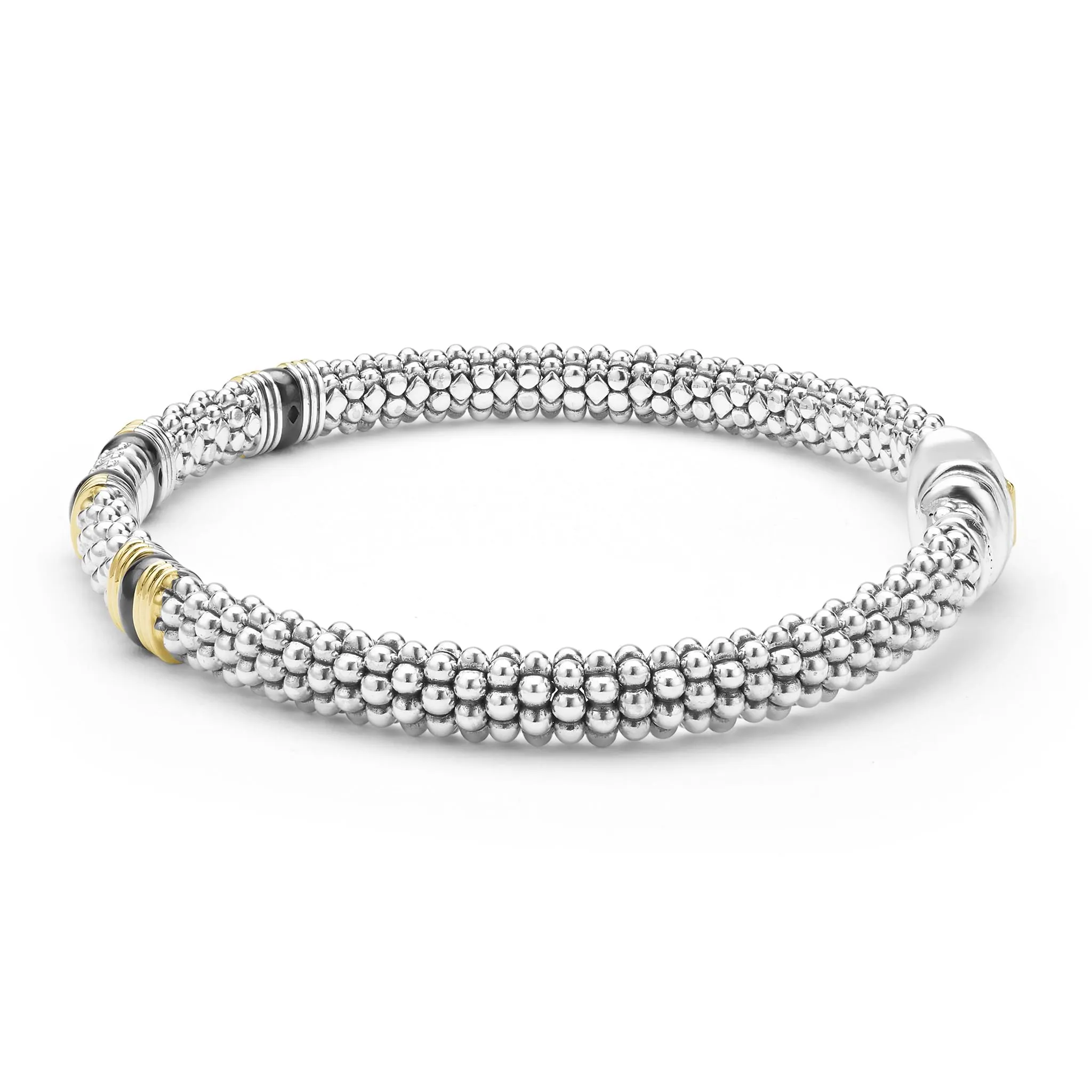 Black Caviar Two-Tone Black Ceramic Station Diamond Bracelet | 6mm sold by LAGOS product image thumbnail 3