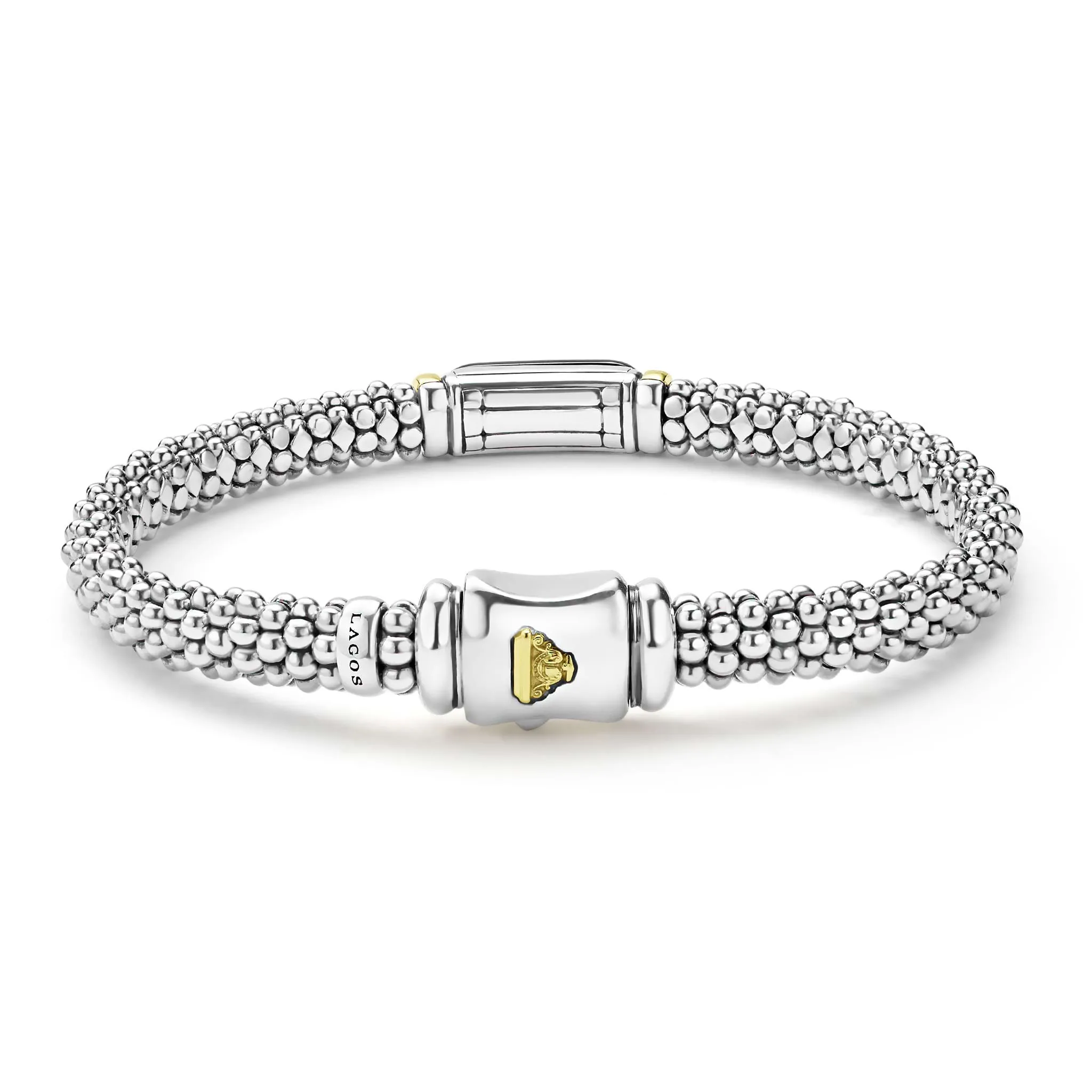 Black Caviar Two-Tone Black Ceramic Diamond Caviar Bracelet | 6mm sold by LAGOS product image thumbnail 4