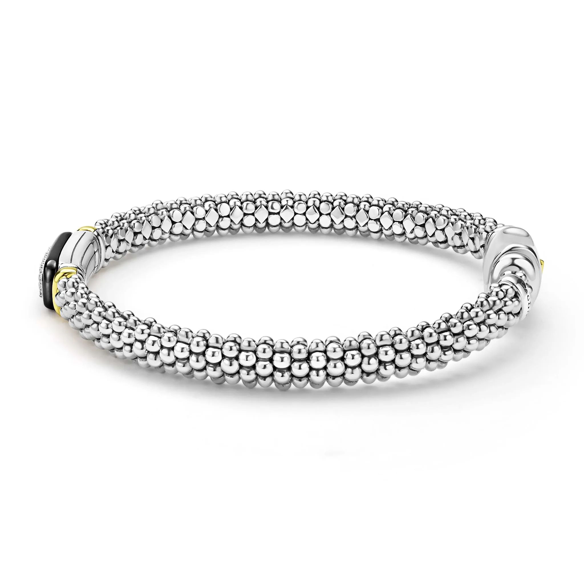 Black Caviar Two-Tone Black Ceramic Diamond Caviar Bracelet | 6mm sold by LAGOS product image thumbnail 3