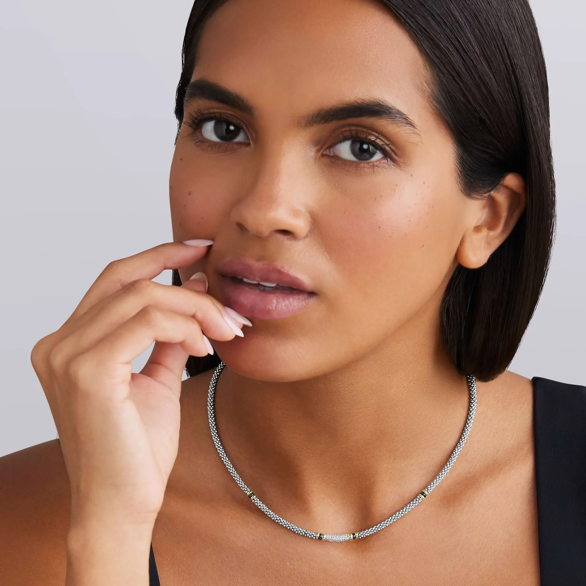 Black Caviar Two-Tone Black Ceramic Caviar Diamond Necklace sold by LAGOS product image thumbnail 2