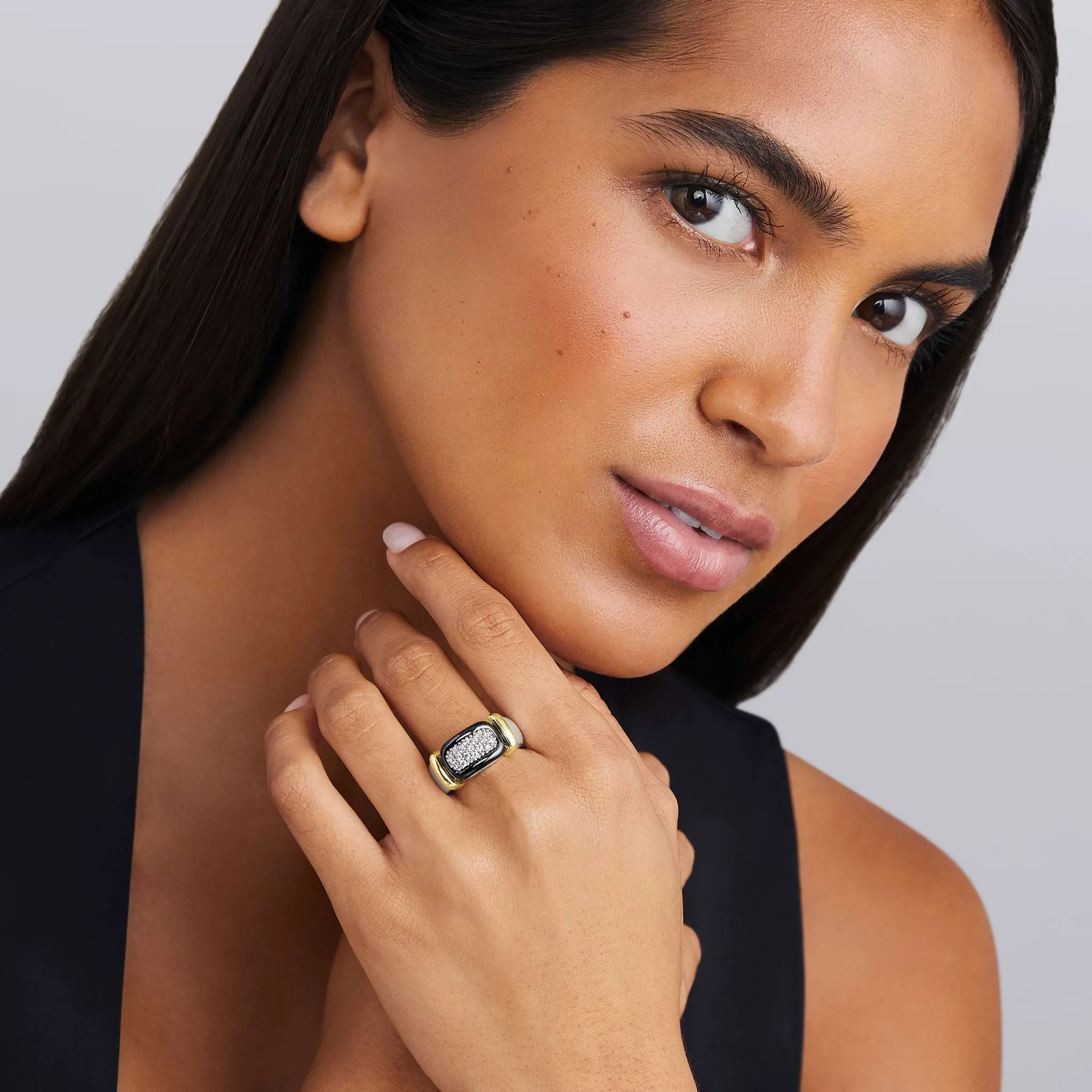 Black Caviar Two-Tone Black Ceramic Diamond Ring sold by LAGOS product image thumbnail 2