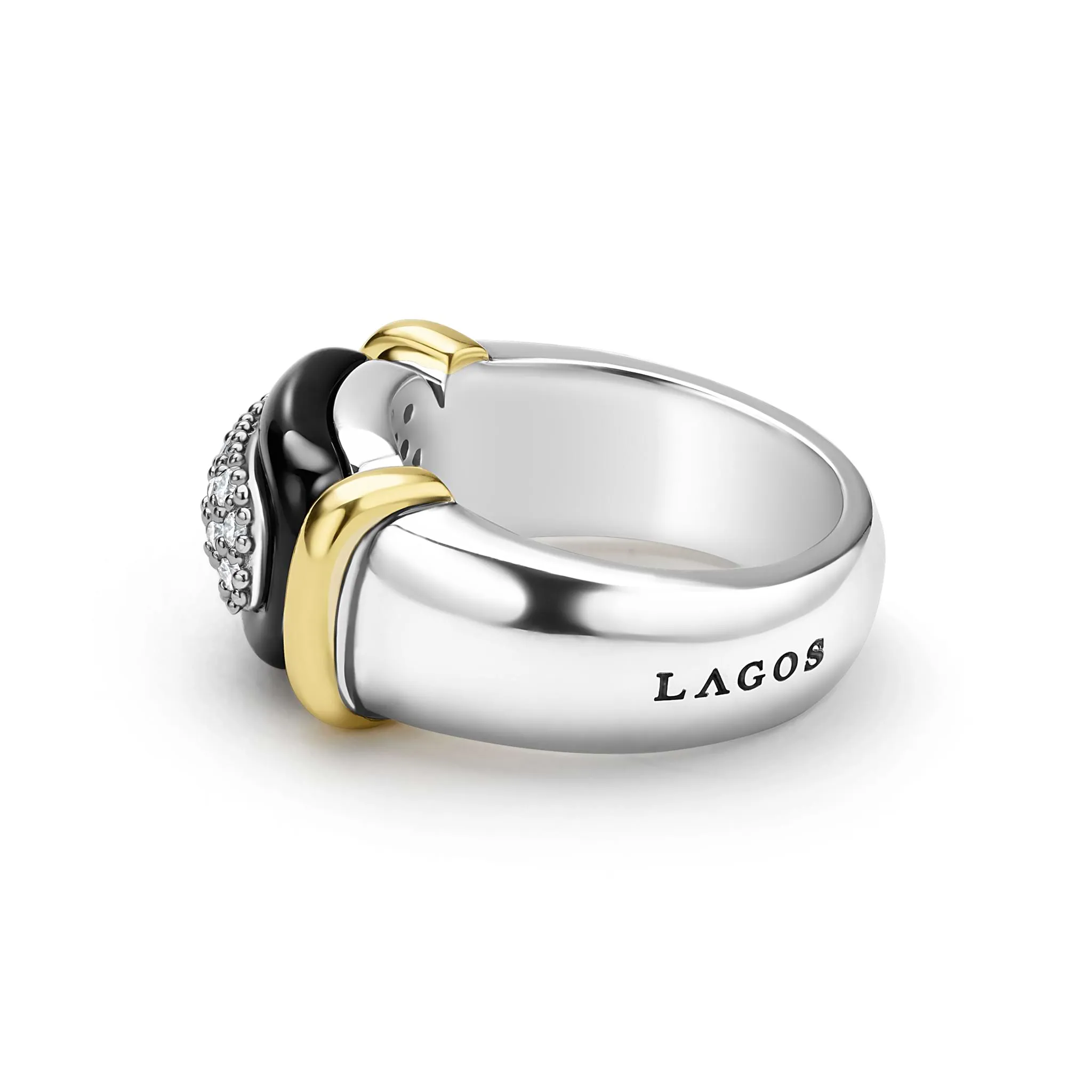 Black Caviar Two-Tone Black Ceramic Diamond Ring sold by LAGOS product image thumbnail 3