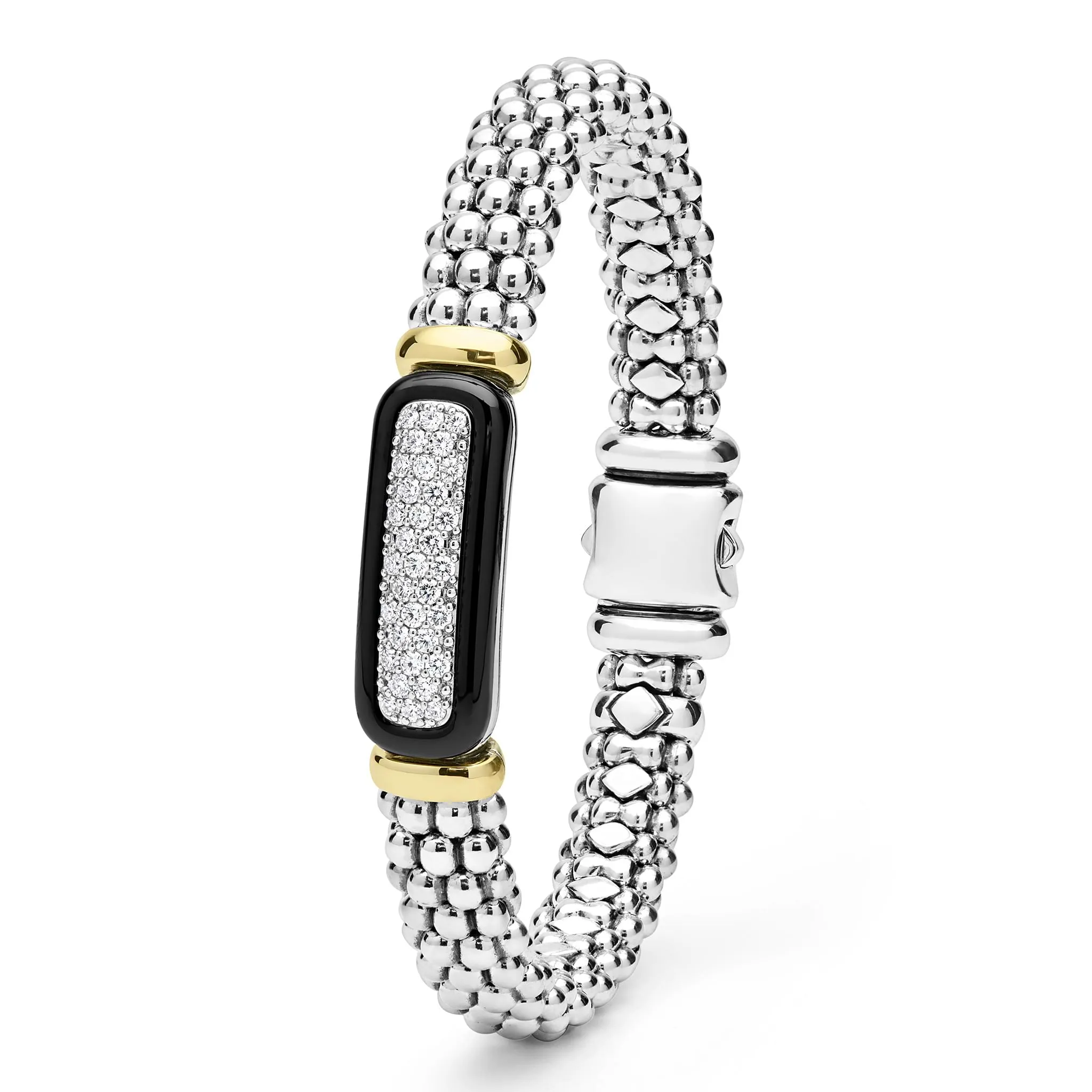 Black Caviar Two-Tone Black Ceramic Diamond Caviar Bracelet | 9mm sold by LAGOS product image thumbnail 5