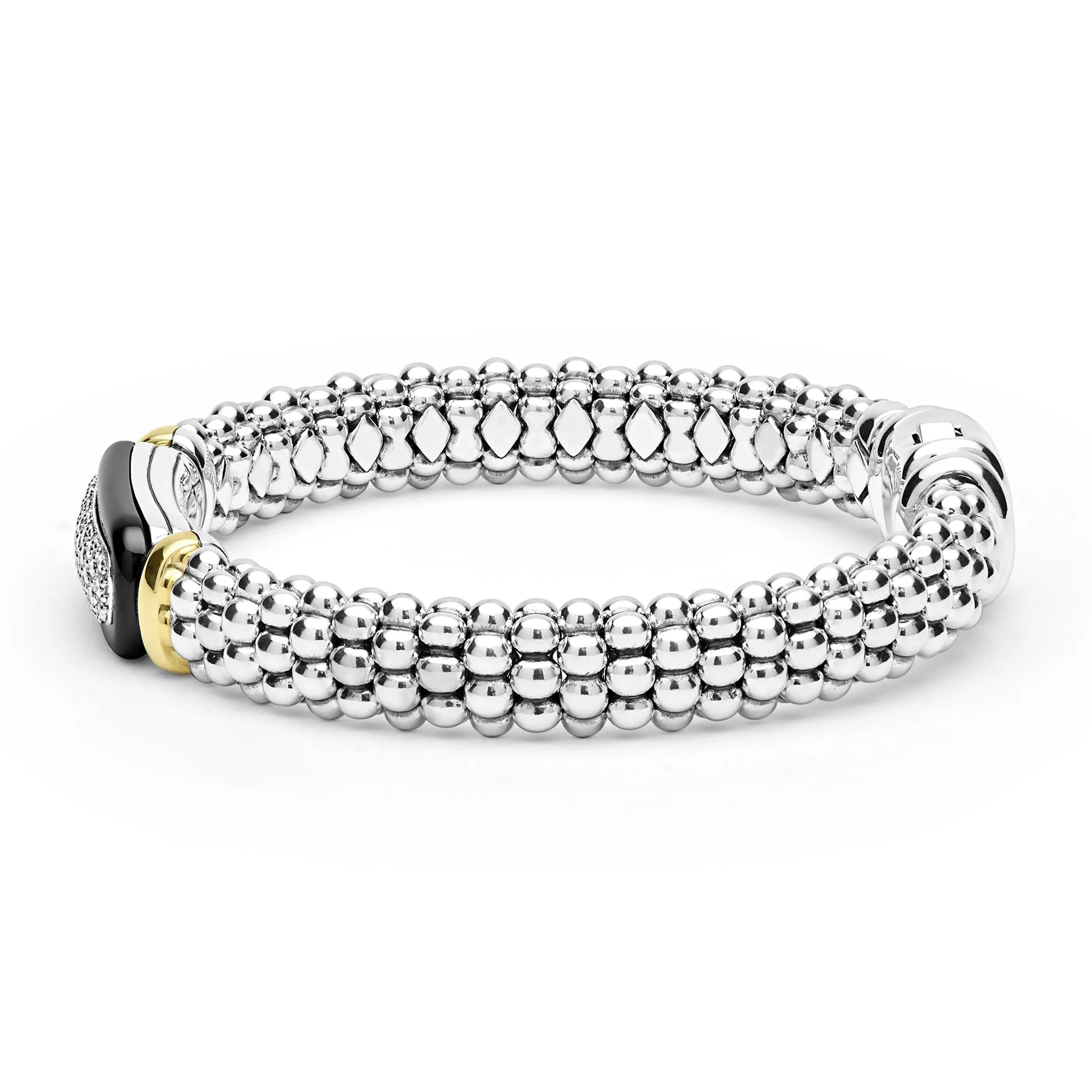 Black Caviar Two-Tone Black Ceramic Diamond Caviar Bracelet | 9mm sold by LAGOS product image thumbnail 3