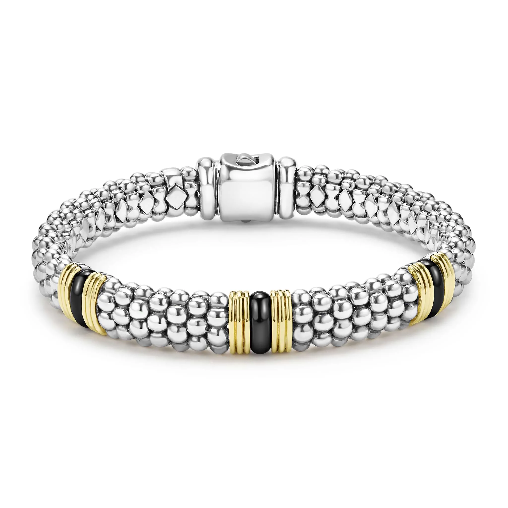 Black Caviar Two-Tone Black Ceramic Station Bracelet | 9mm sold by LAGOS