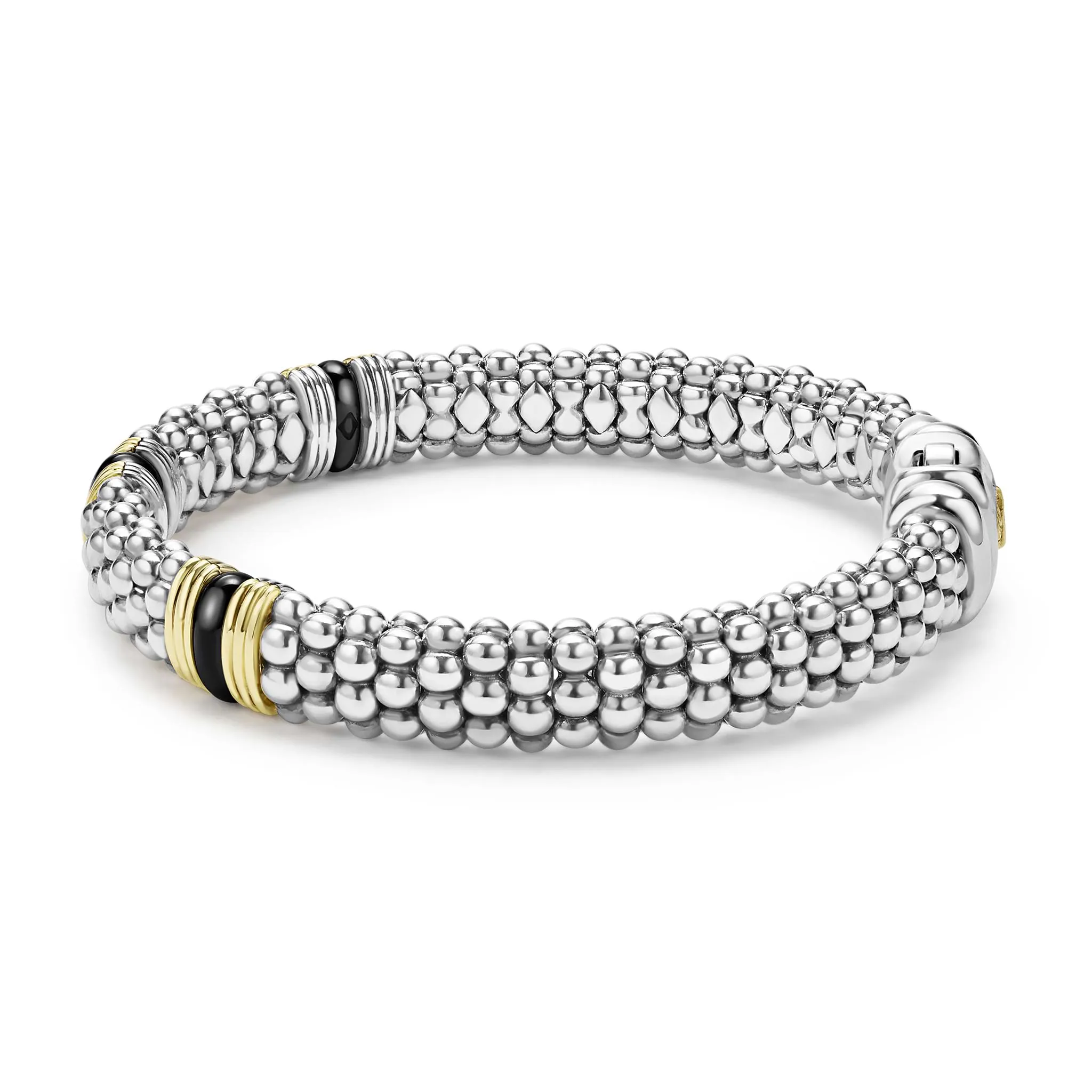 Black Caviar Two-Tone Black Ceramic Station Bracelet | 9mm sold by LAGOS product image thumbnail 3