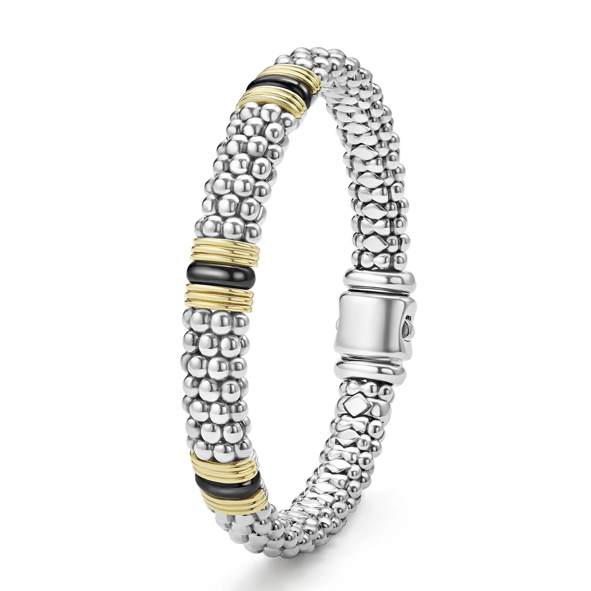 Black Caviar Two-Tone Black Ceramic Station Bracelet | 9mm sold by LAGOS product image thumbnail 5