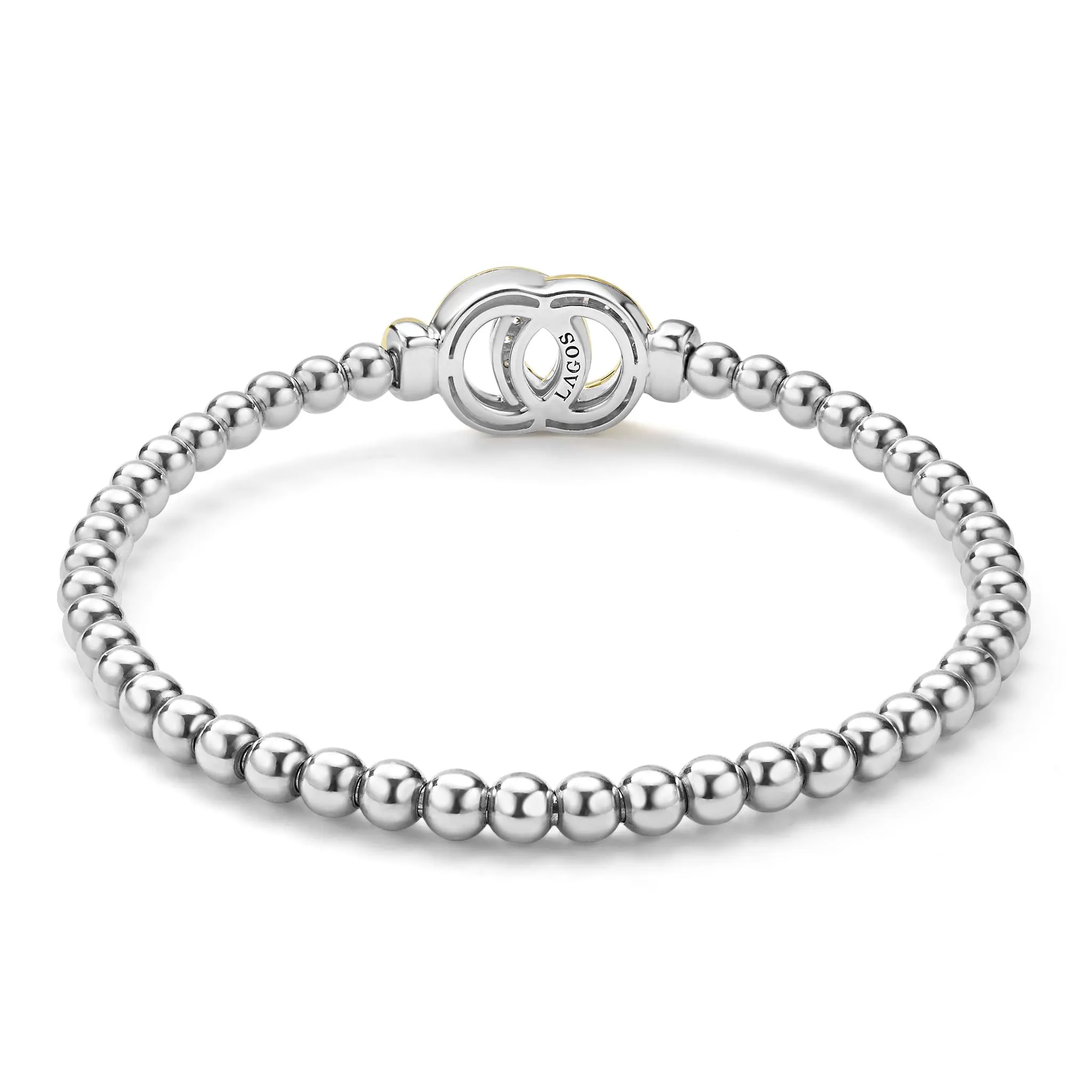 Signature Caviar Two-Tone Interlocking Diamond Stretch Bracelet sold by LAGOS product image thumbnail 4