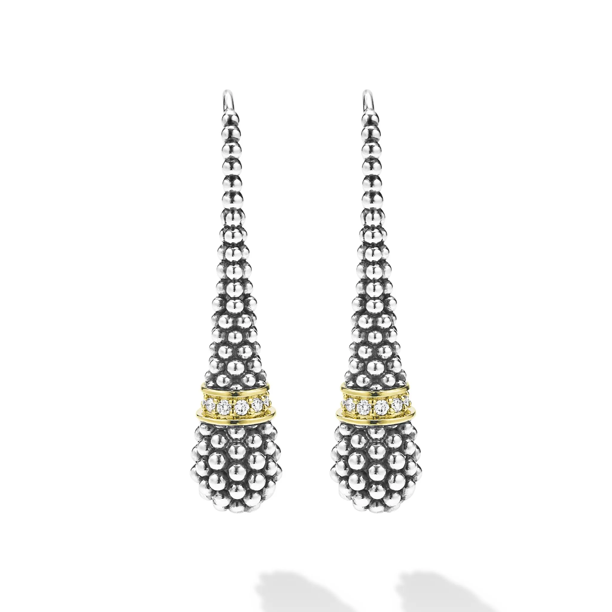 Signature Caviar Two-Tone Caviar Beaded Tear Drop Diamond Earrings sold by LAGOS product image thumbnail 3