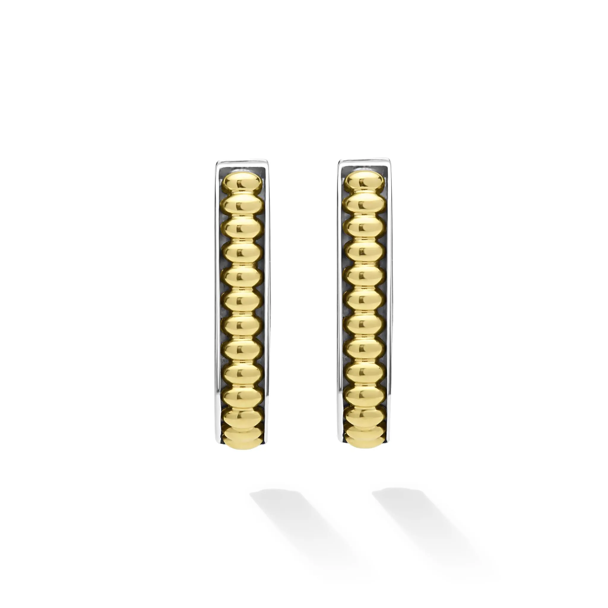 Signature Caviar Two-Tone Linear Hoop Earrings sold by LAGOS product image thumbnail 3