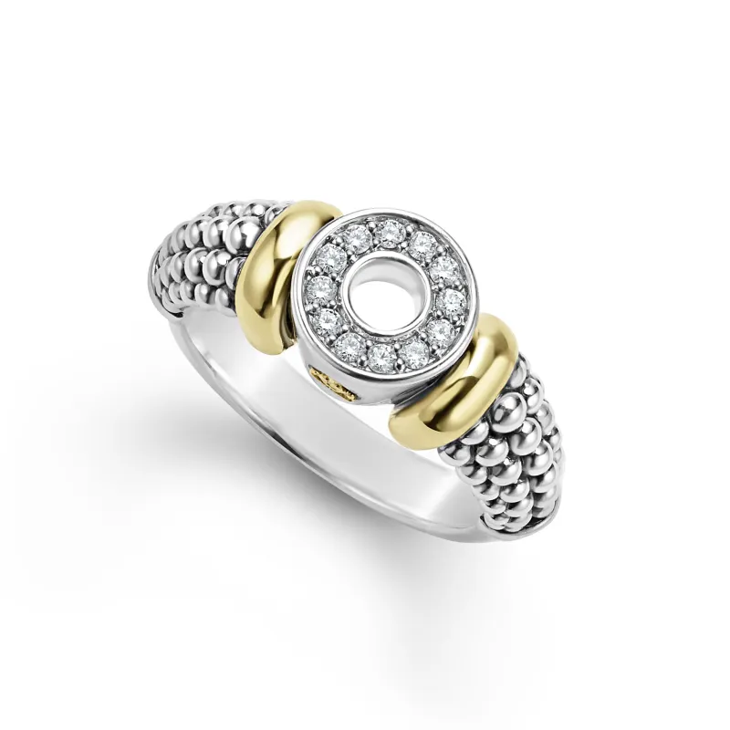 Signature Caviar Two-Tone Diamond Circle Caviar Ring sold by LAGOS