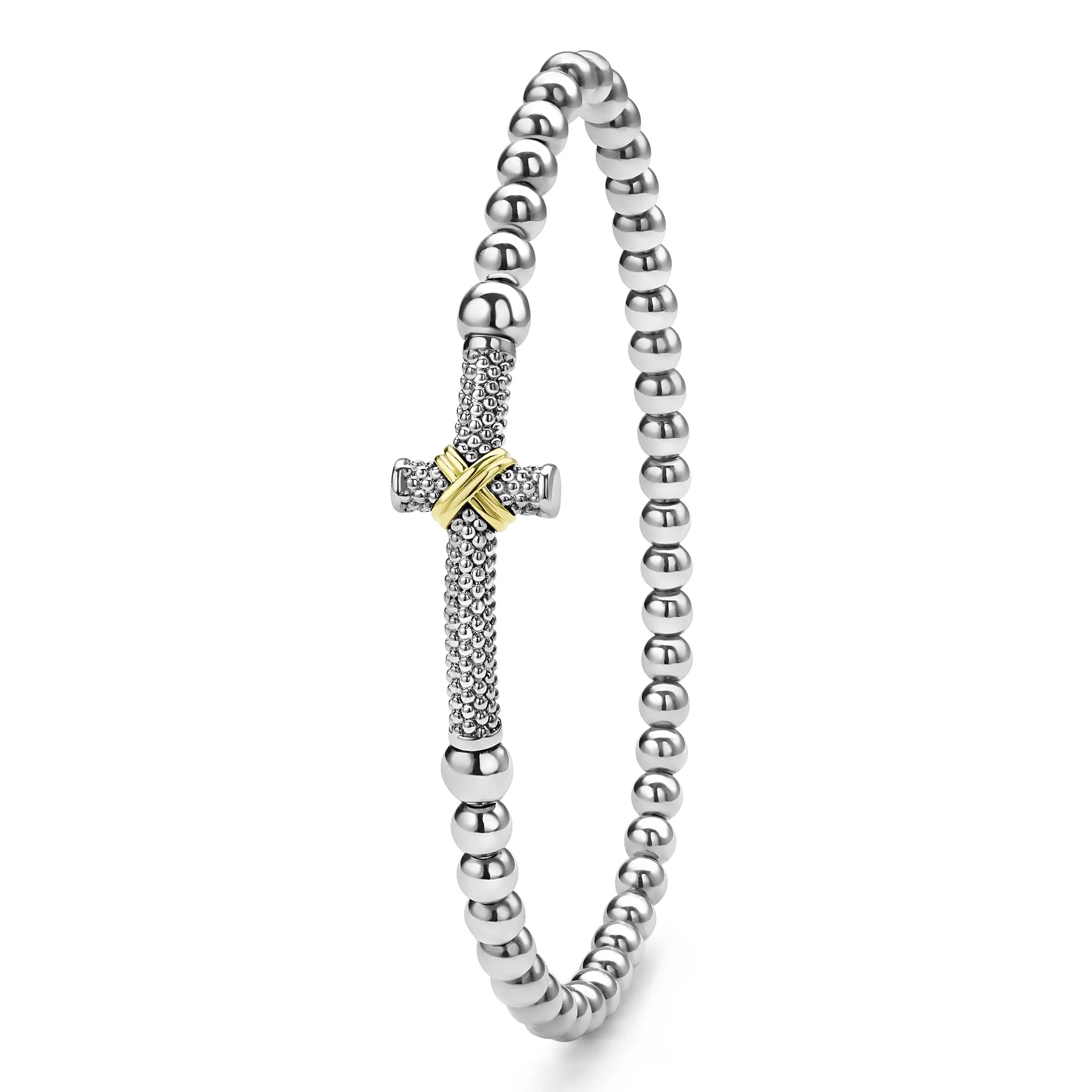 Signature Caviar Two-Tone Caviar Cross Stretch Bracelet sold by LAGOS product image thumbnail 5