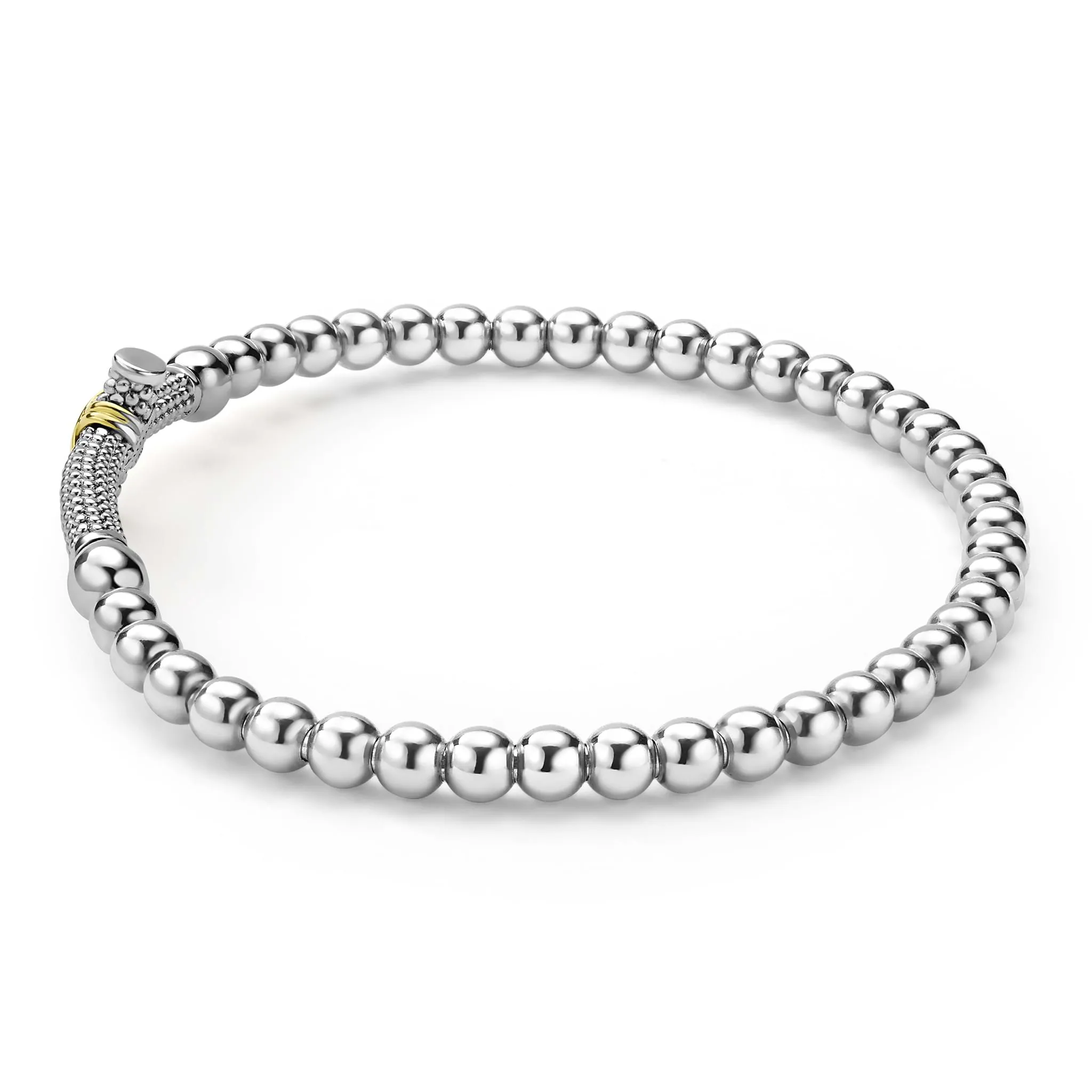 Signature Caviar Two-Tone Caviar Cross Stretch Bracelet sold by LAGOS product image thumbnail 3