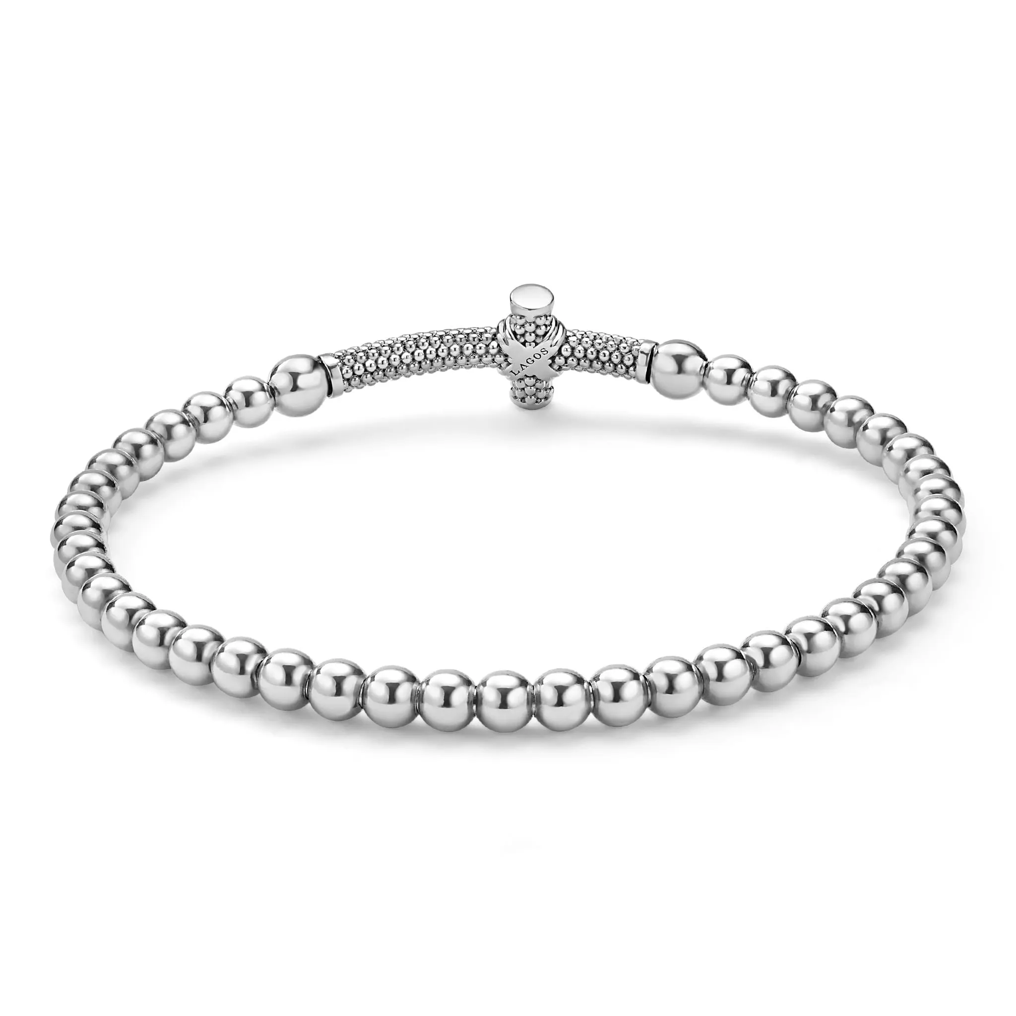 Signature Caviar Two-Tone Caviar Cross Stretch Bracelet sold by LAGOS product image thumbnail 4