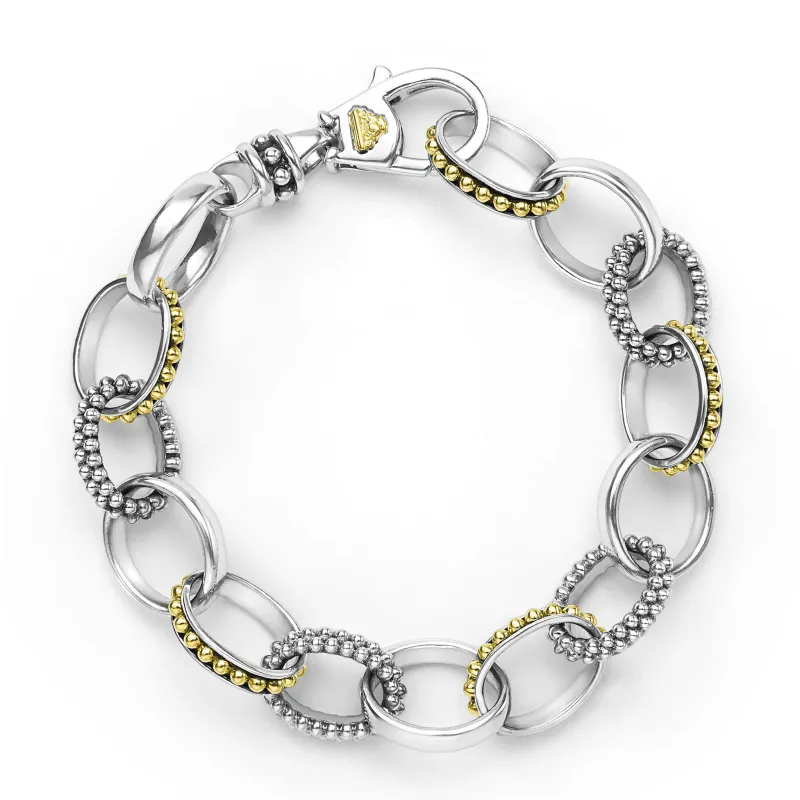Signature Caviar Large Two-Tone Caviar Link Bracelet sold by LAGOS
