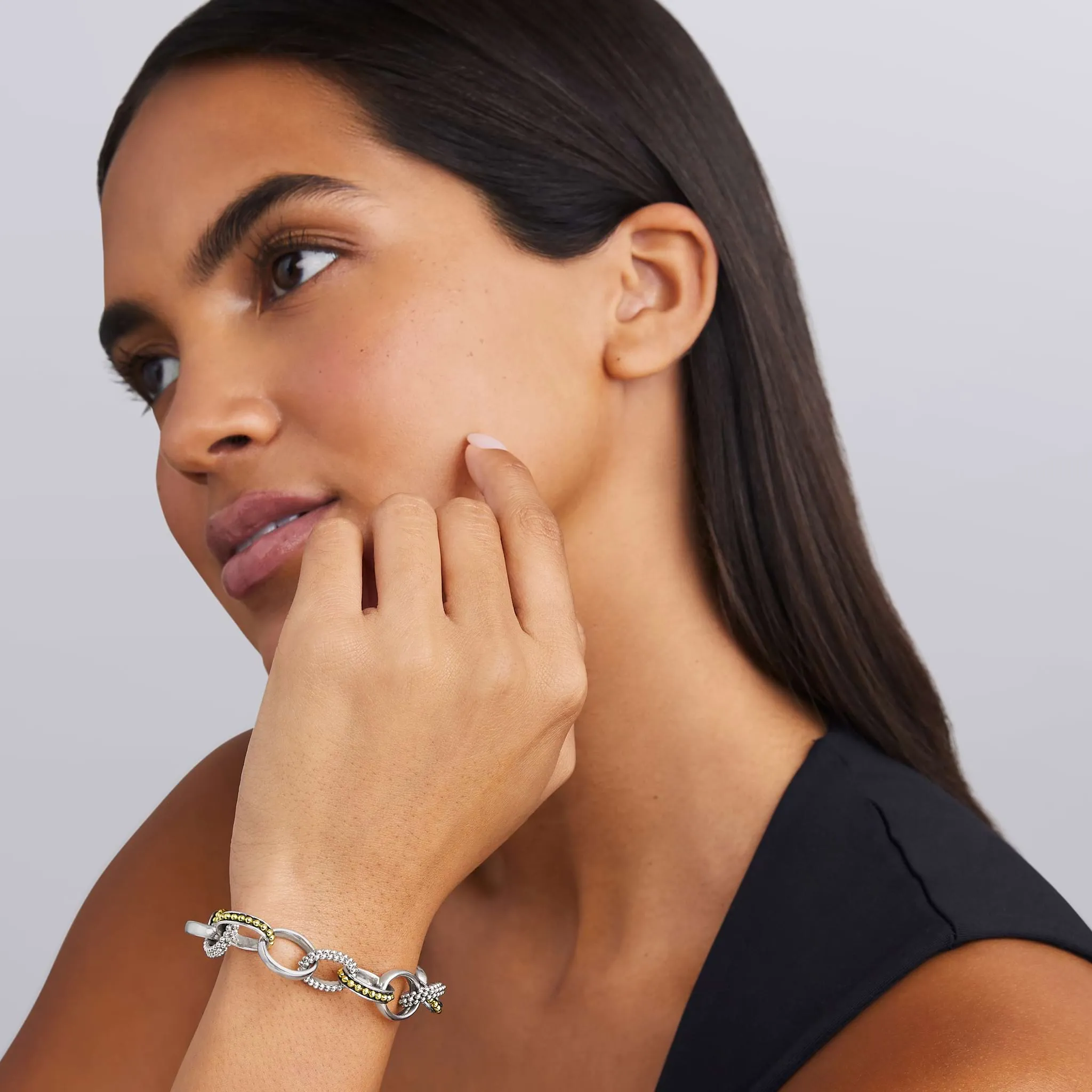 Signature Caviar Large Two-Tone Caviar Link Bracelet sold by LAGOS product image thumbnail 2