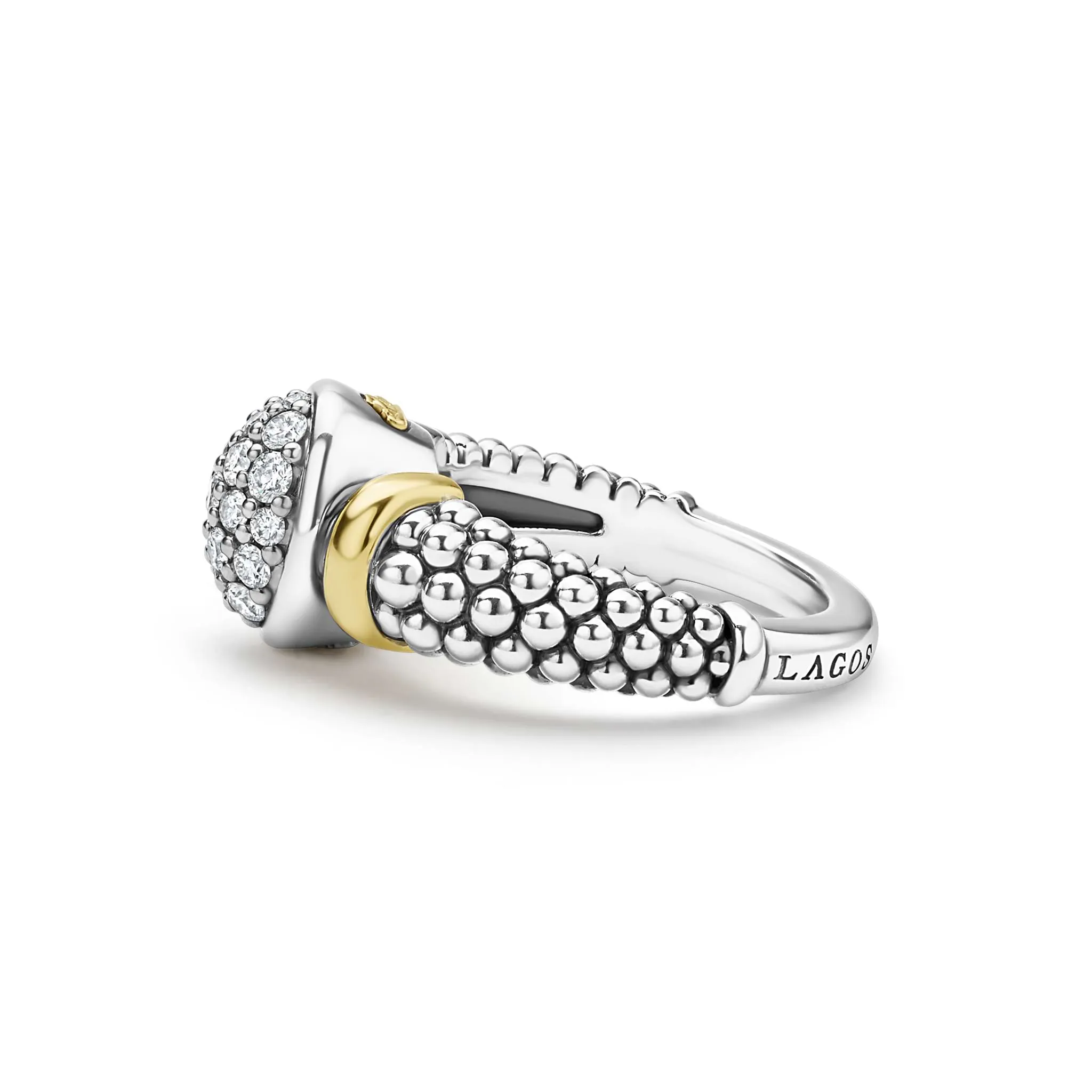 Signature Caviar Two-Tone Oval Caviar Diamond Ring sold by LAGOS product image thumbnail 3