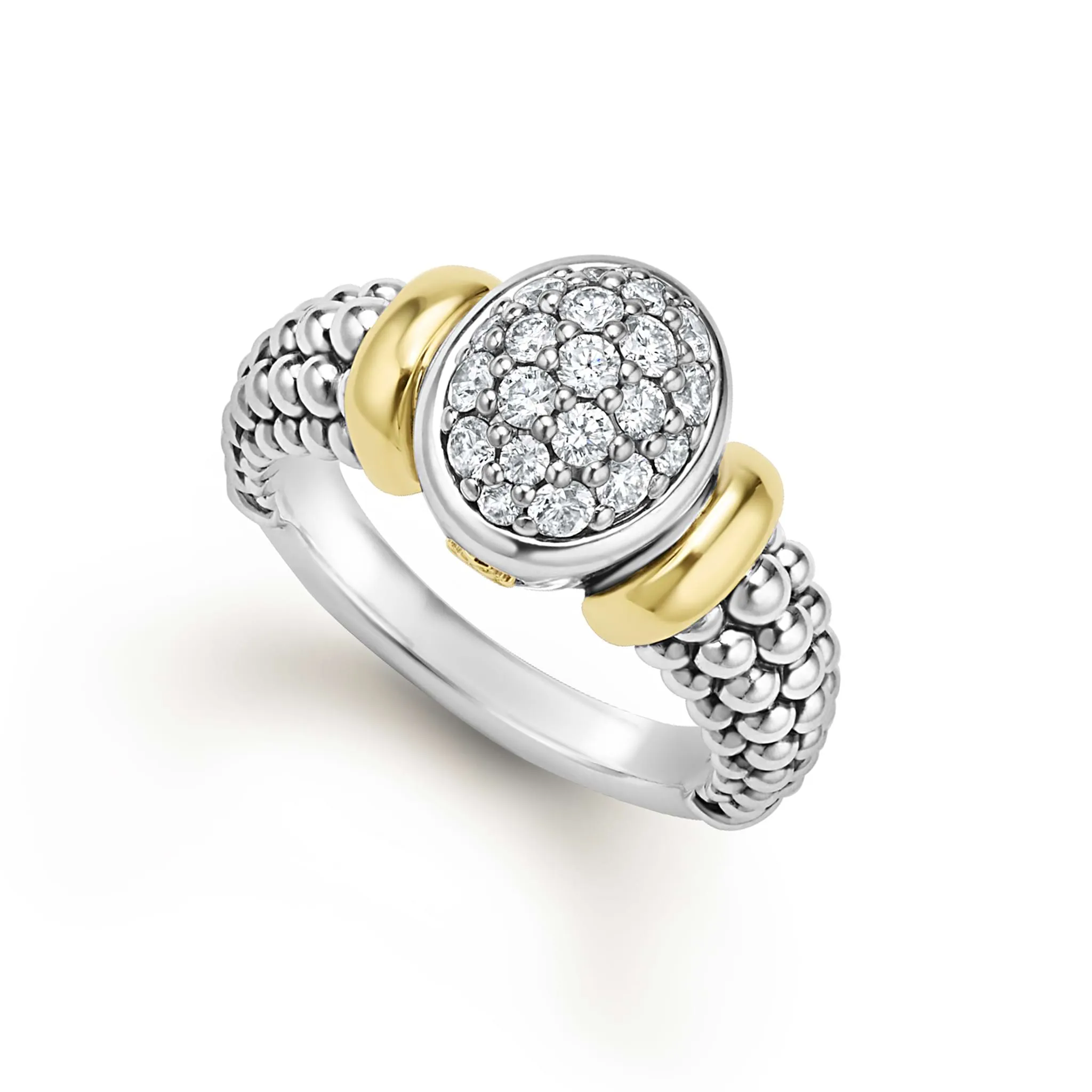 Signature Caviar Two-Tone Oval Caviar Diamond Ring sold by LAGOS