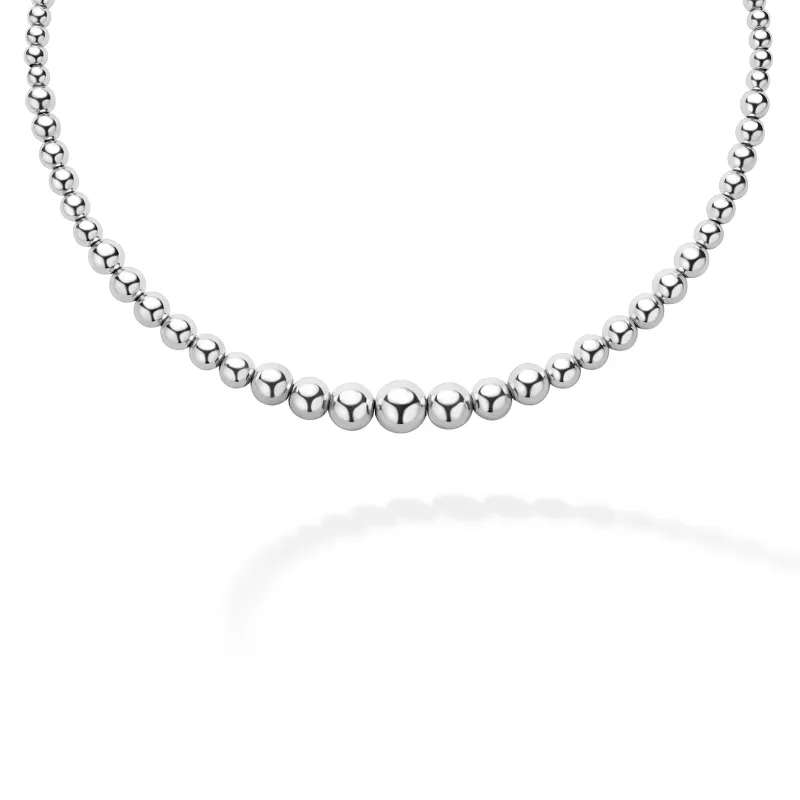 Caviar Bubbly Petite Silver Graduated Bead Necklace sold by LAGOS