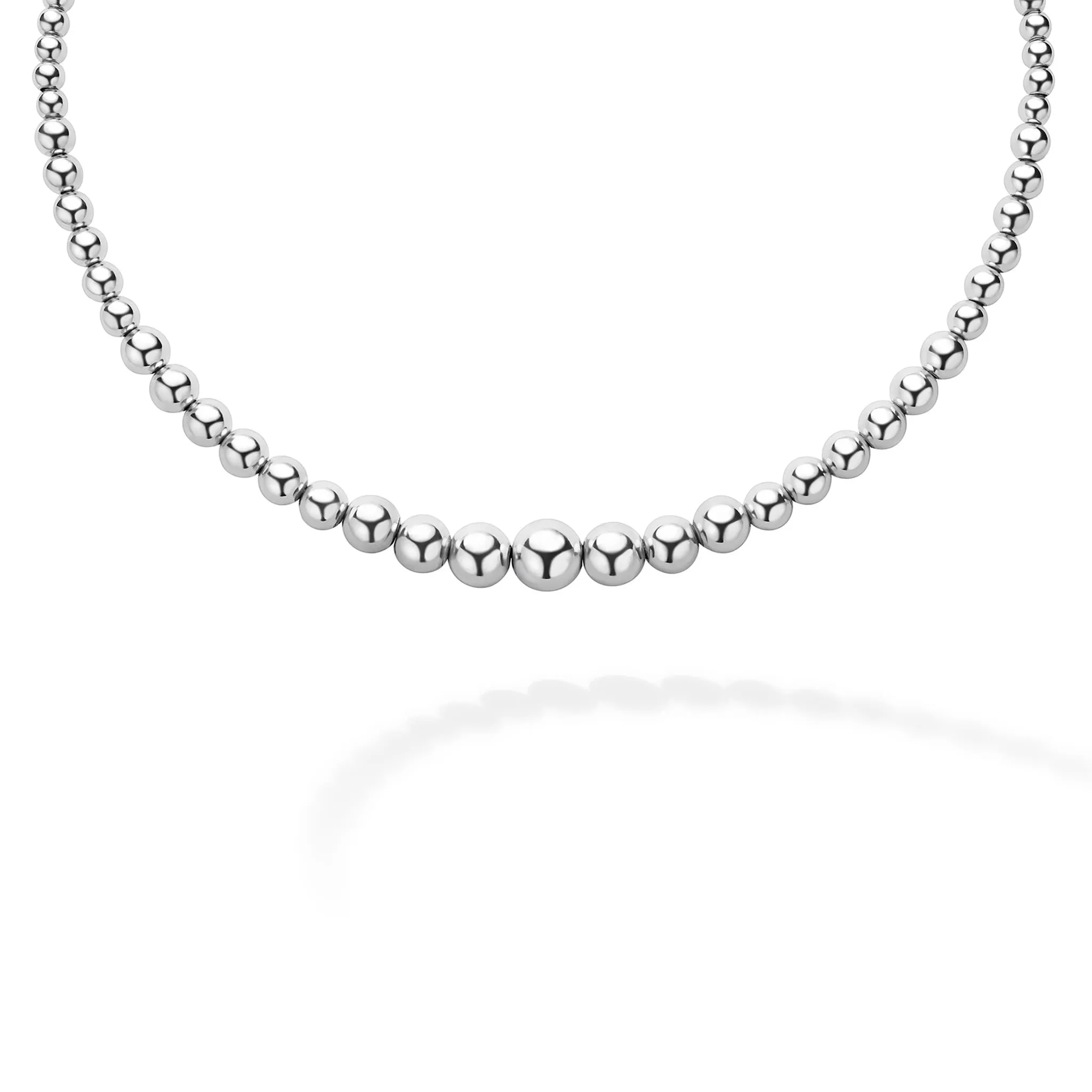 Caviar Bubbly Petite Silver Graduated Bead Necklace sold by LAGOS