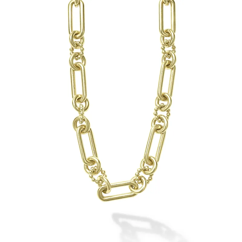 Signature Caviar 18K Gold Link Necklace (studio) sold by LAGOS