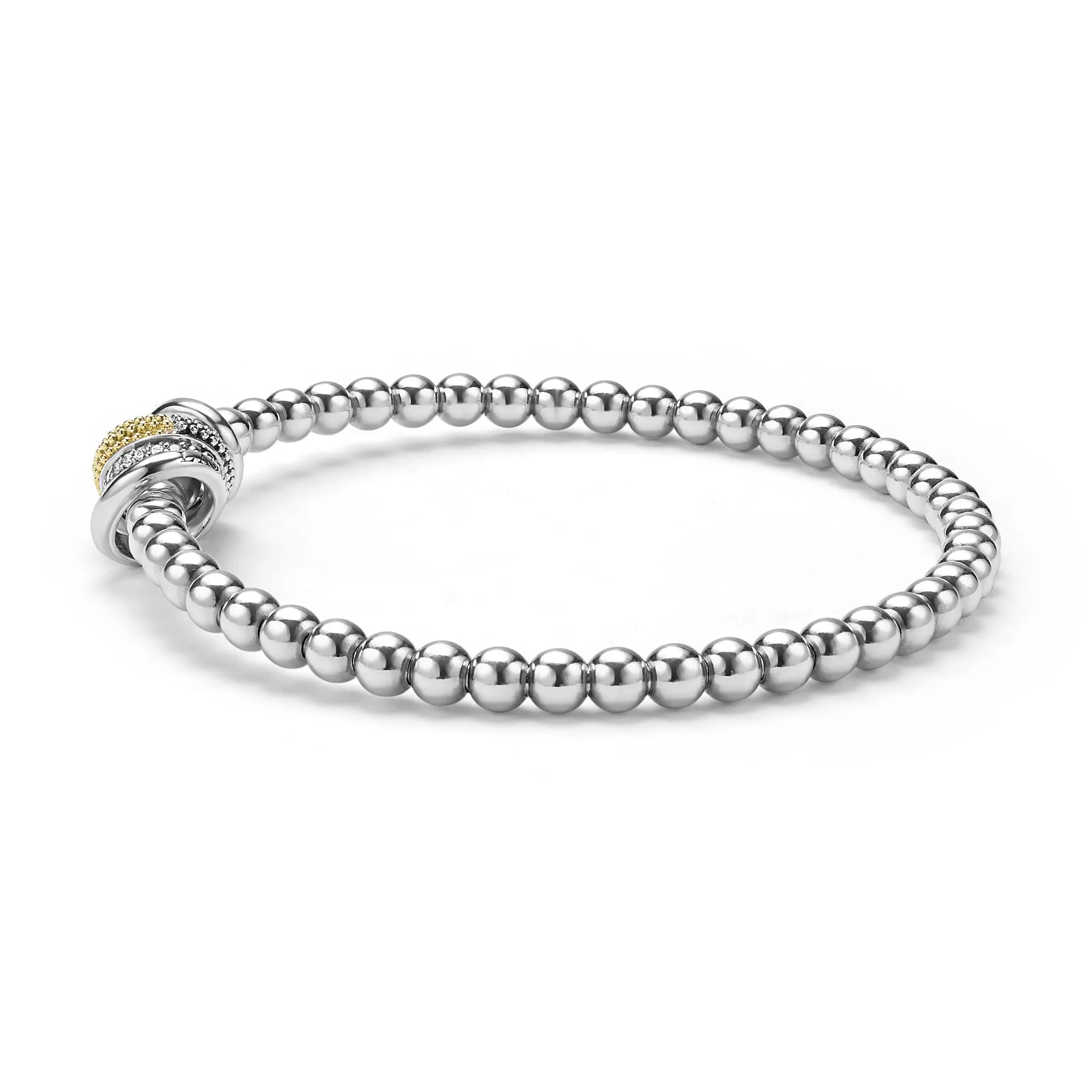 Caviar Lux Two-Tone Four Ring Diamond Stretch Bracelet sold by LAGOS product image thumbnail 3