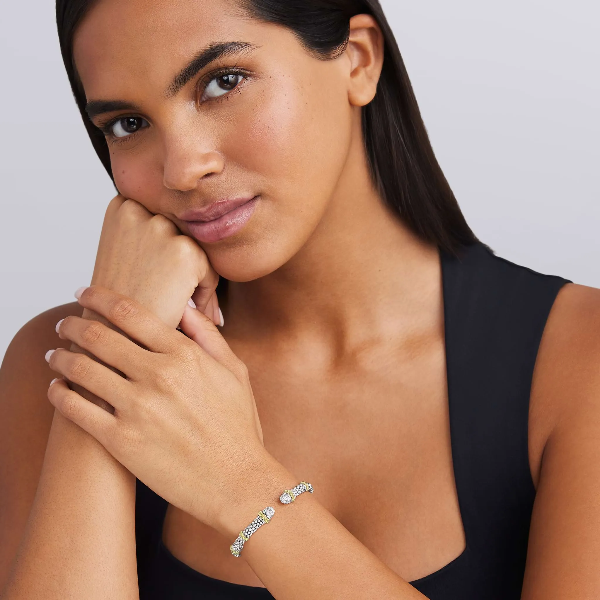 Caviar Lux Two-Tone Caviar Diamond Versa Torque Bracelet | 5mm sold by LAGOS product image thumbnail 2