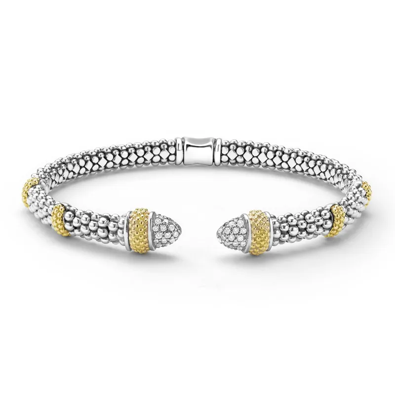 Caviar Lux Two-Tone Caviar Diamond Versa Torque Bracelet | 5mm sold by LAGOS