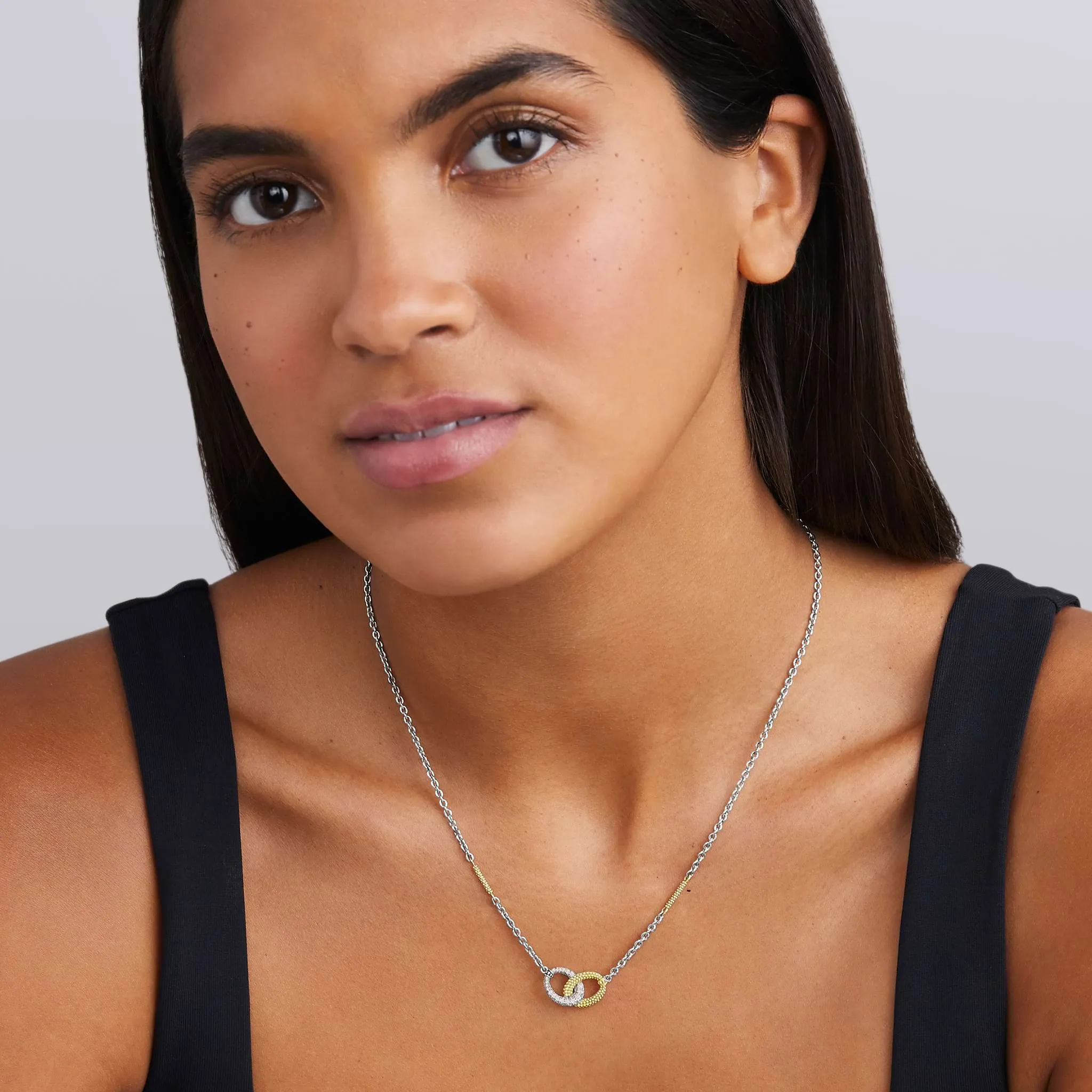 Caviar Lux Two-Tone Link Diamond Necklace sold by LAGOS product image thumbnail 2