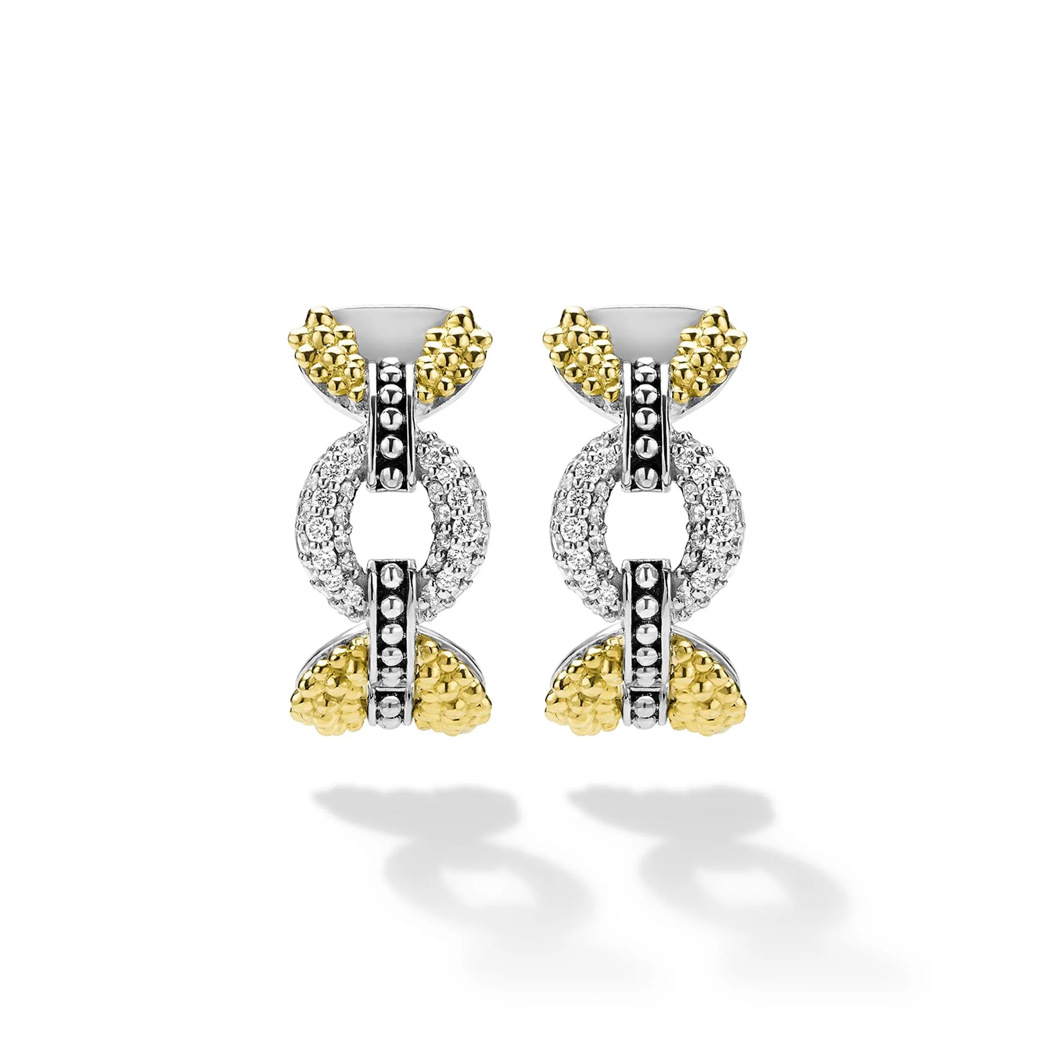 Caviar Lux Two-Tone Petite Link Diamond Hoop Earrings sold by LAGOS product image thumbnail 4