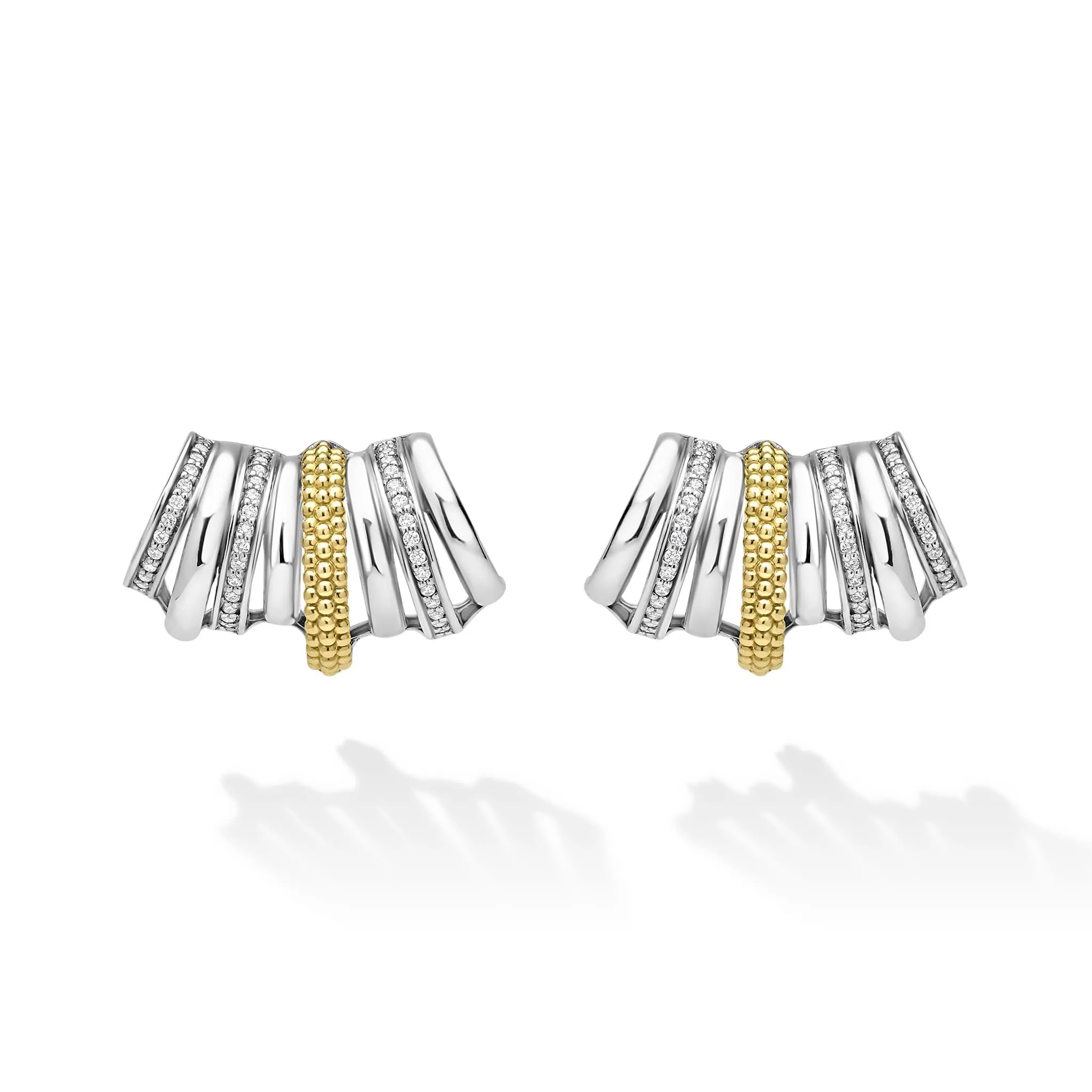 Caviar Lux Two-Tone Diamond Crawler Huggie Earrings sold by LAGOS product image thumbnail 3
