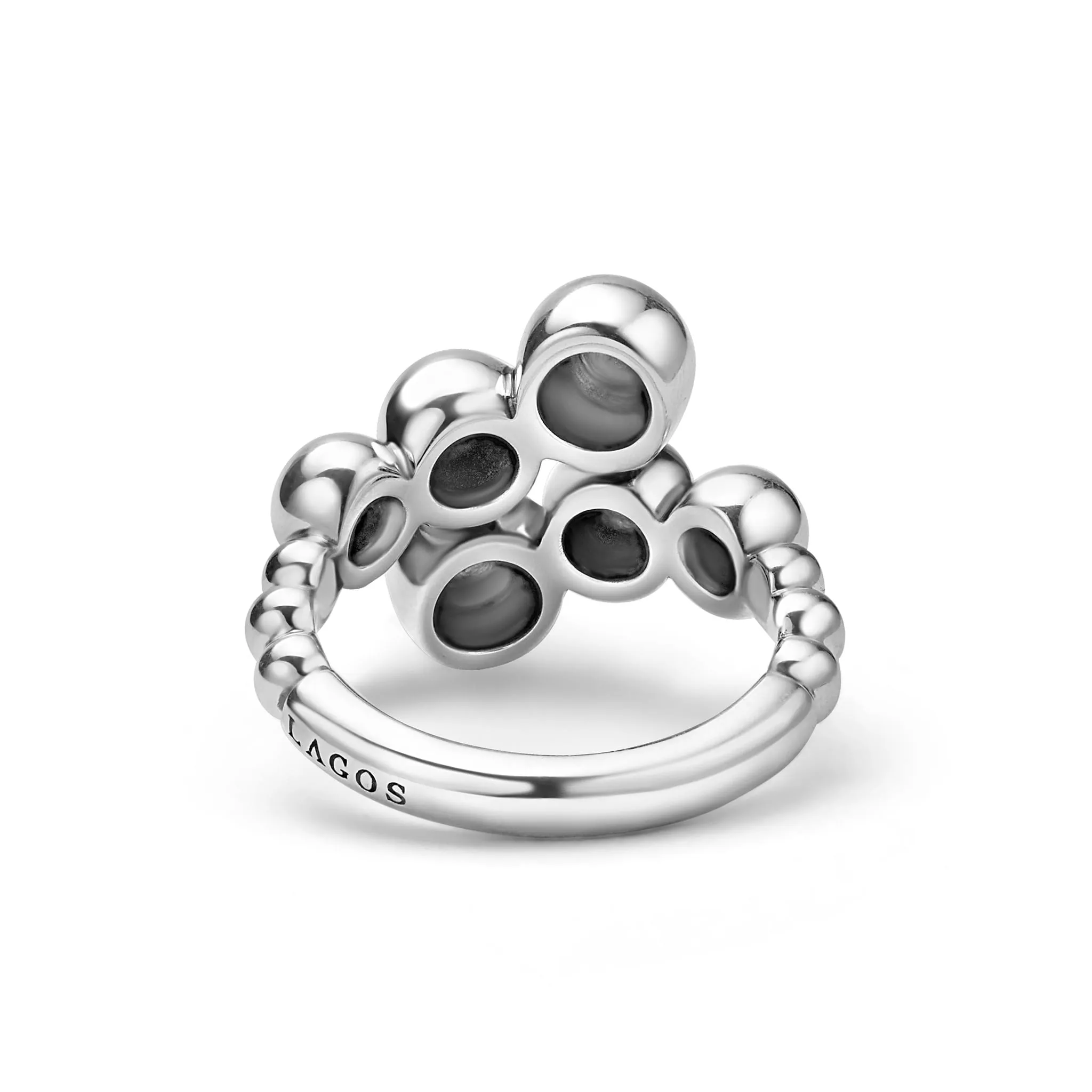 Caviar Bubbly Silver Beaded Cross Over Ring sold by LAGOS product image thumbnail 4