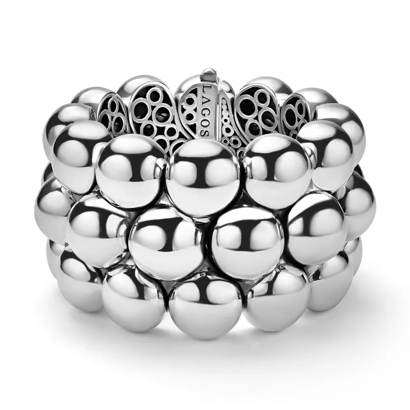 Caviar Bubbly Silver Statement Bracelet sold by LAGOS