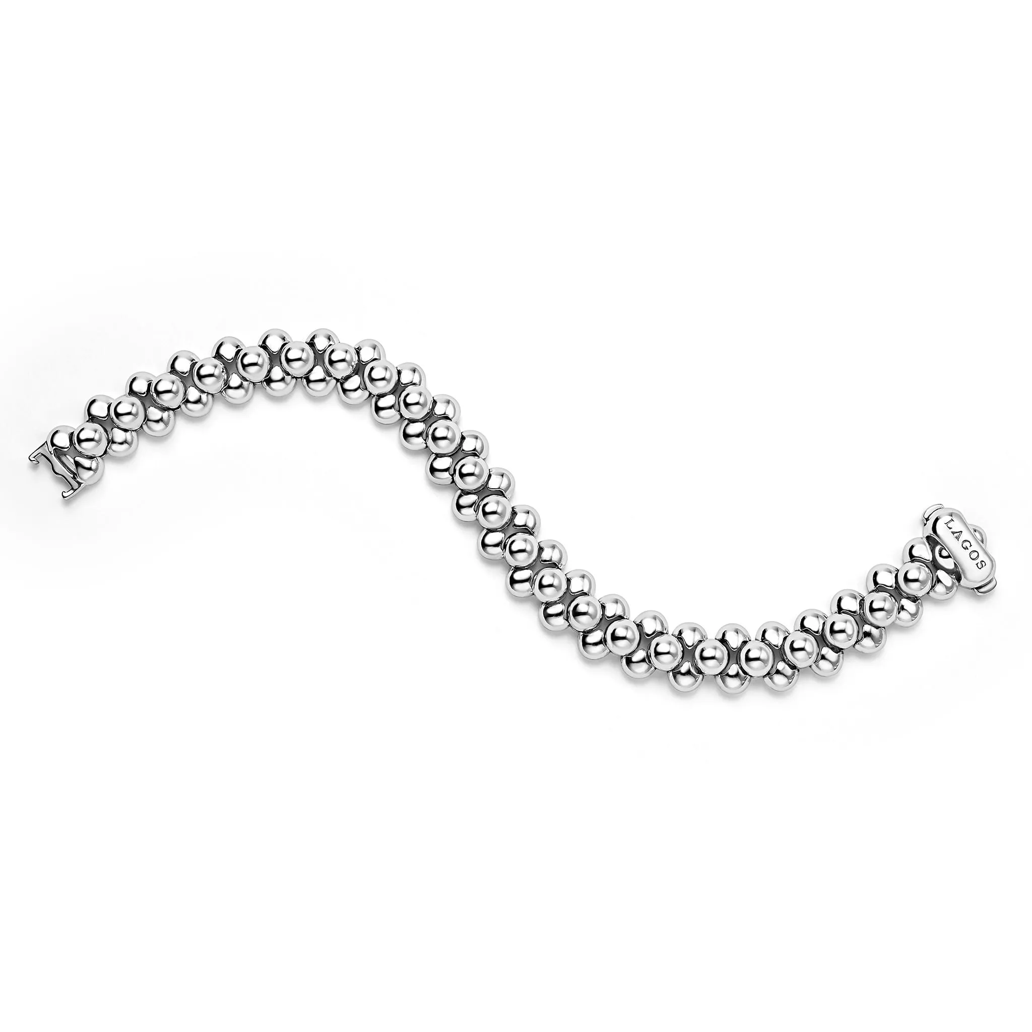 Caviar Bubbly Silver Three Row Beaded Statement Bracelet sold by LAGOS product image thumbnail 5
