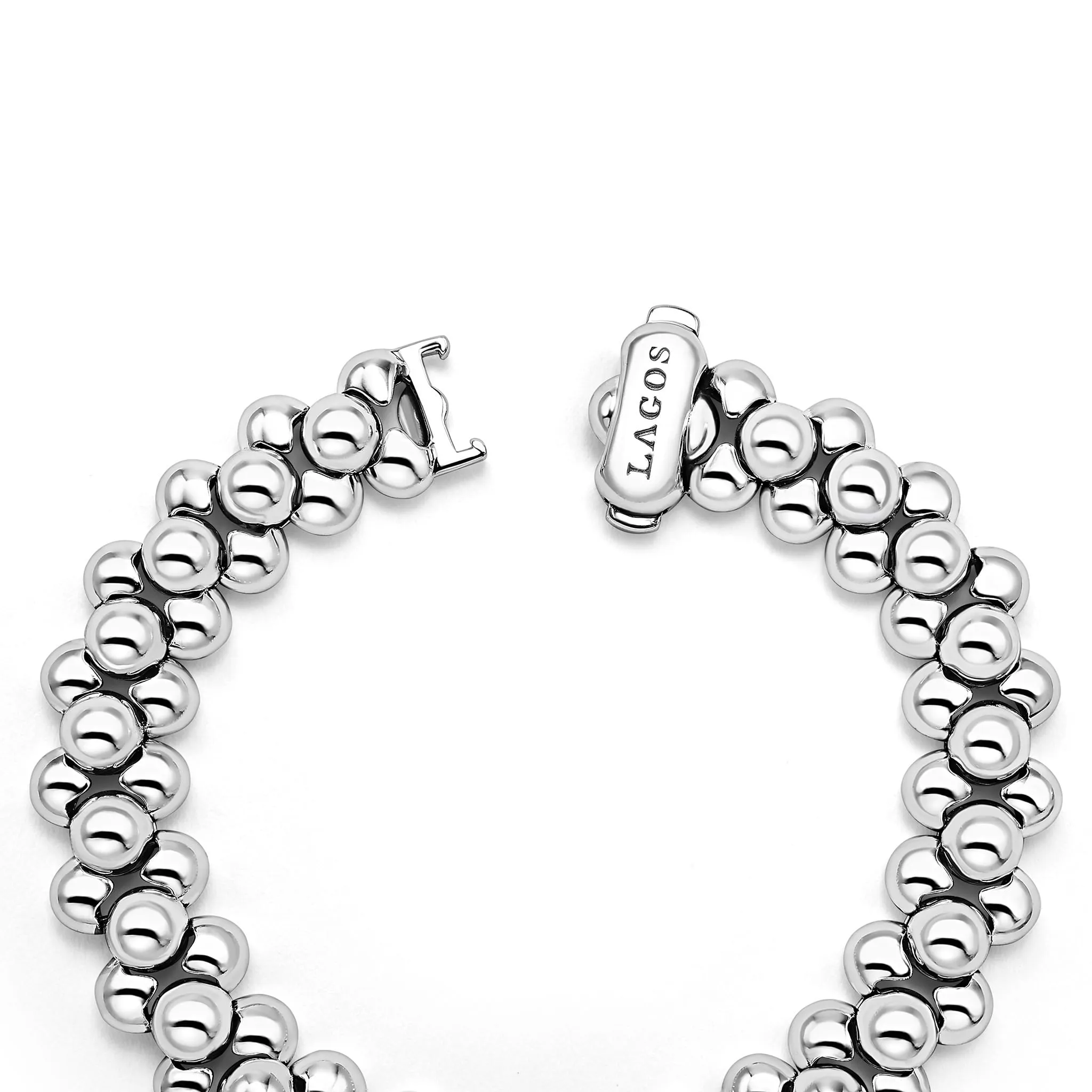 Caviar Bubbly Silver Three Row Beaded Statement Bracelet sold by LAGOS product image thumbnail 4