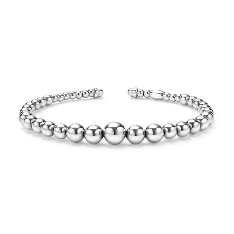 Caviar Bubbly Silver Beaded Cuff Bracelet sold by LAGOS