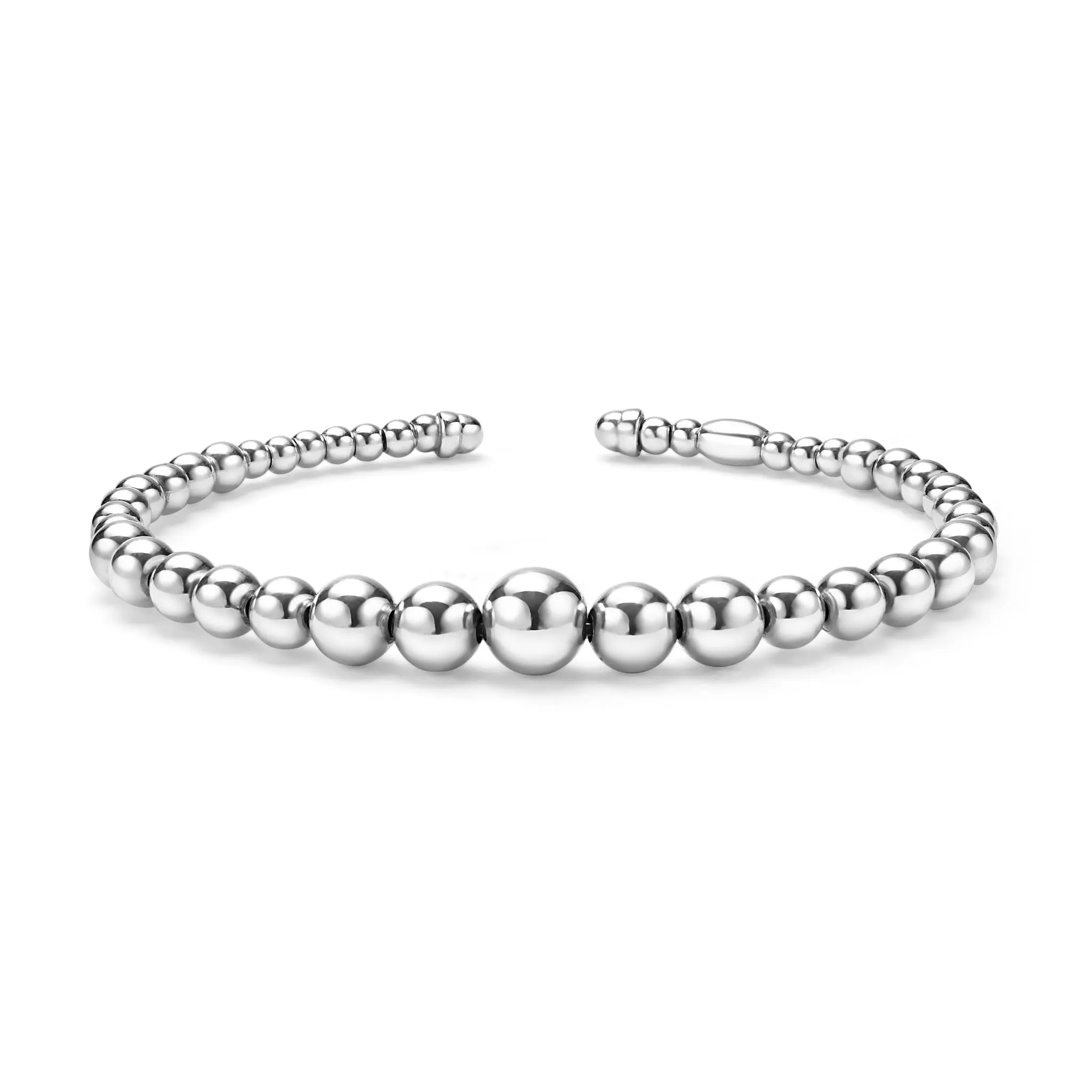 Caviar Bubbly Silver Beaded Cuff Bracelet sold by LAGOS