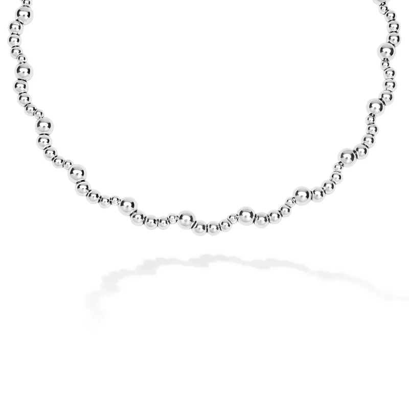 Caviar Bubbly Silver Beaded Scalloped Necklace sold by LAGOS