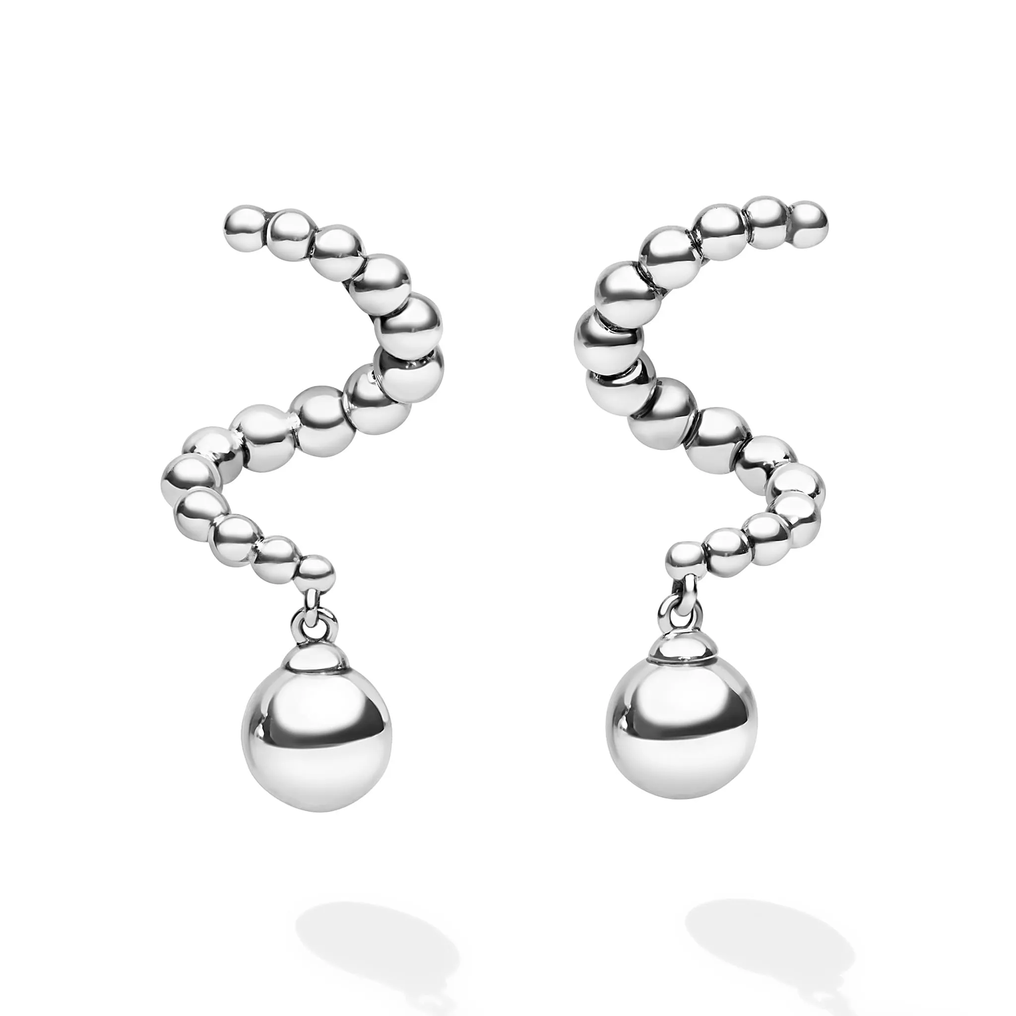 Caviar Bubbly Silver Beaded Statement Drop Earrings sold by LAGOS product image thumbnail 4