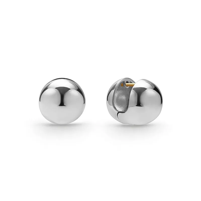 Caviar Bubbly Silver Round Huggie Earrings sold by LAGOS