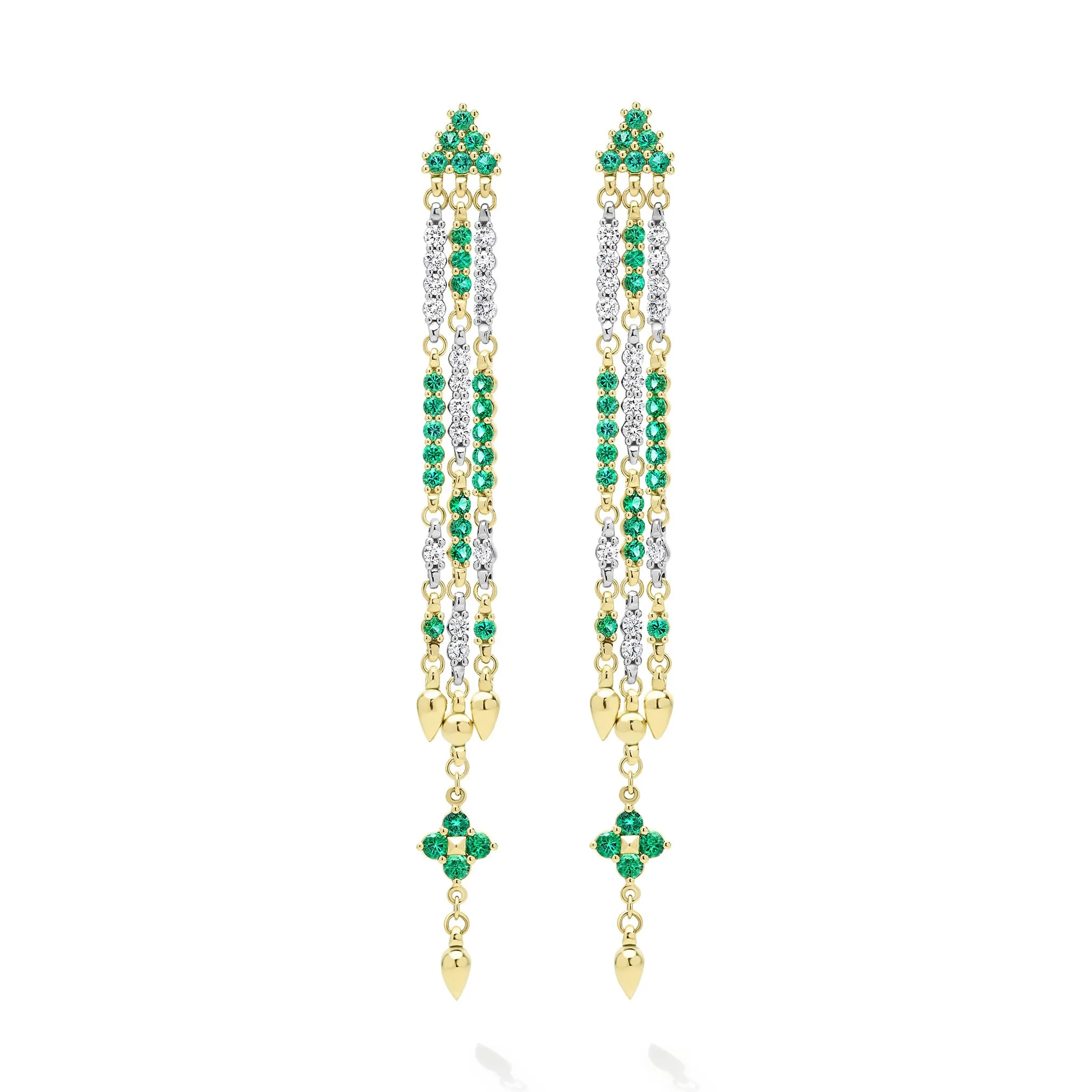 Studio 18K Gold Emerald and Diamond Drop Earrings sold by LAGOS product image thumbnail 2