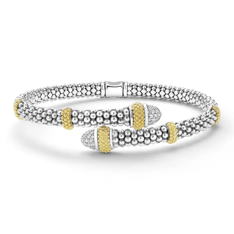 Caviar Lux Two-Tone Caviar Diamond Versa Bypass Bracelet | 5mm sold by LAGOS