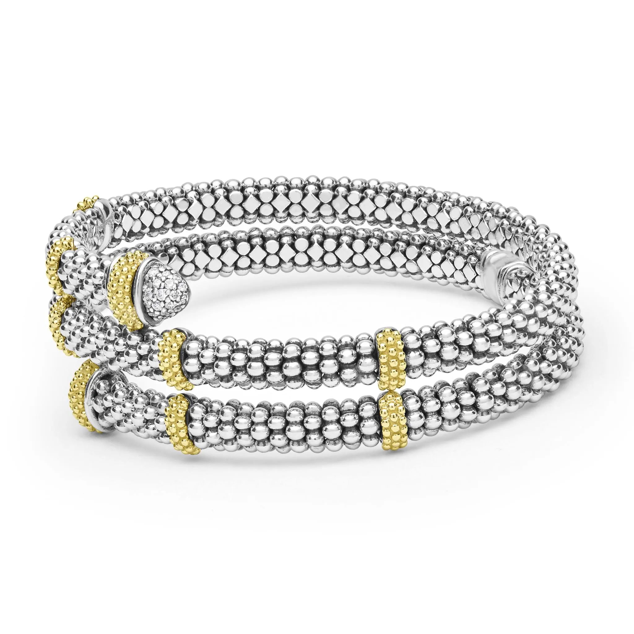 Caviar Lux Two-Tone Caviar Diamond Versa Wrap Bracelet | 5mm sold by LAGOS product image thumbnail 3