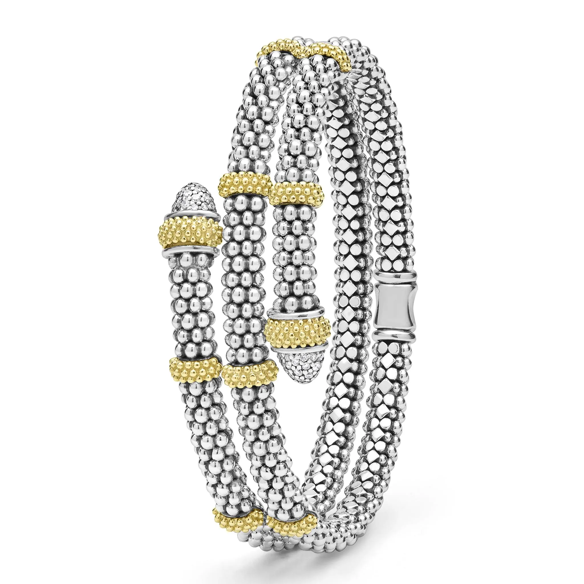 Caviar Lux Two-Tone Caviar Diamond Versa Wrap Bracelet | 5mm sold by LAGOS product image thumbnail 5