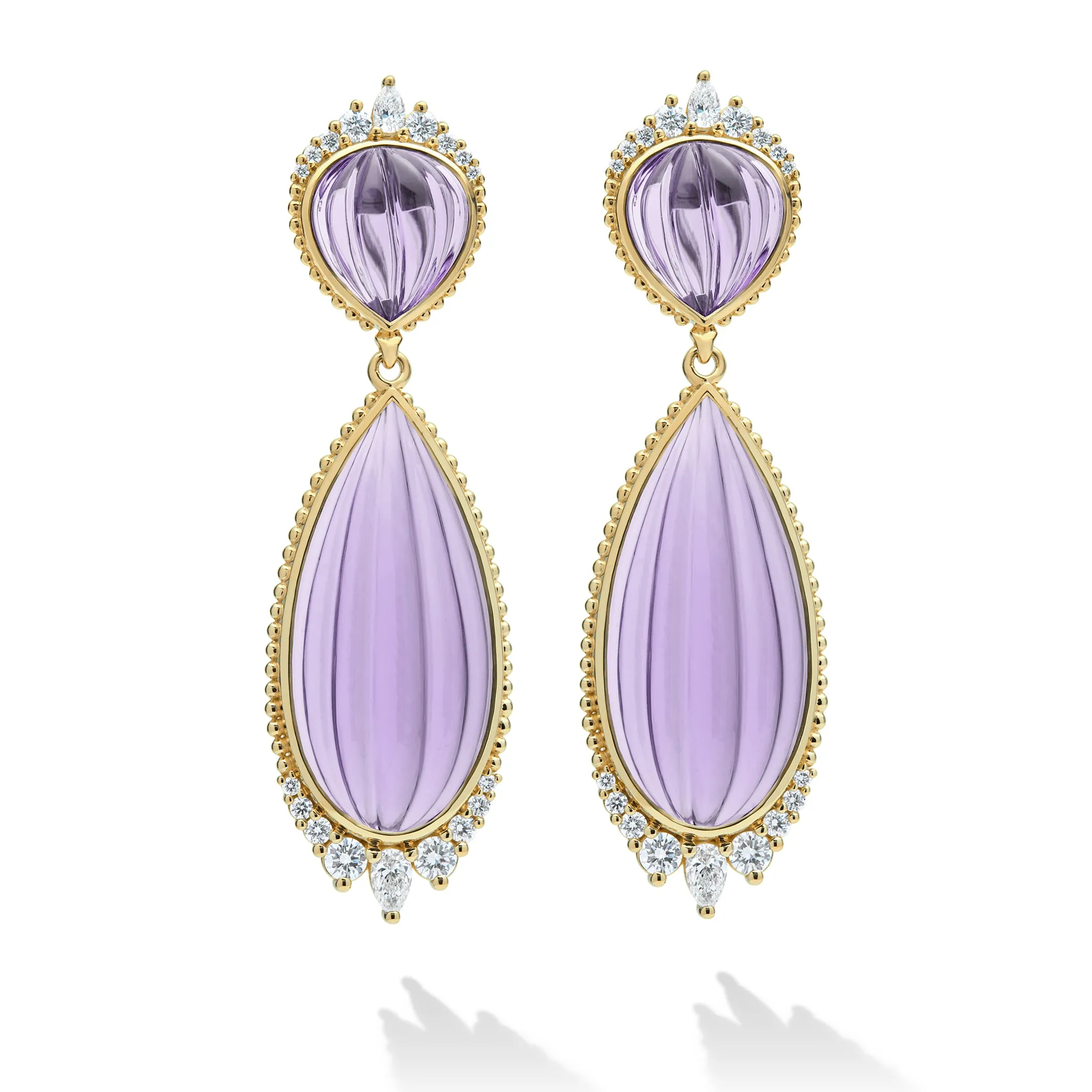 Studio 18K Gold Briolette Amethyst & Diamond Teardrop Earrings sold by LAGOS product image thumbnail 2